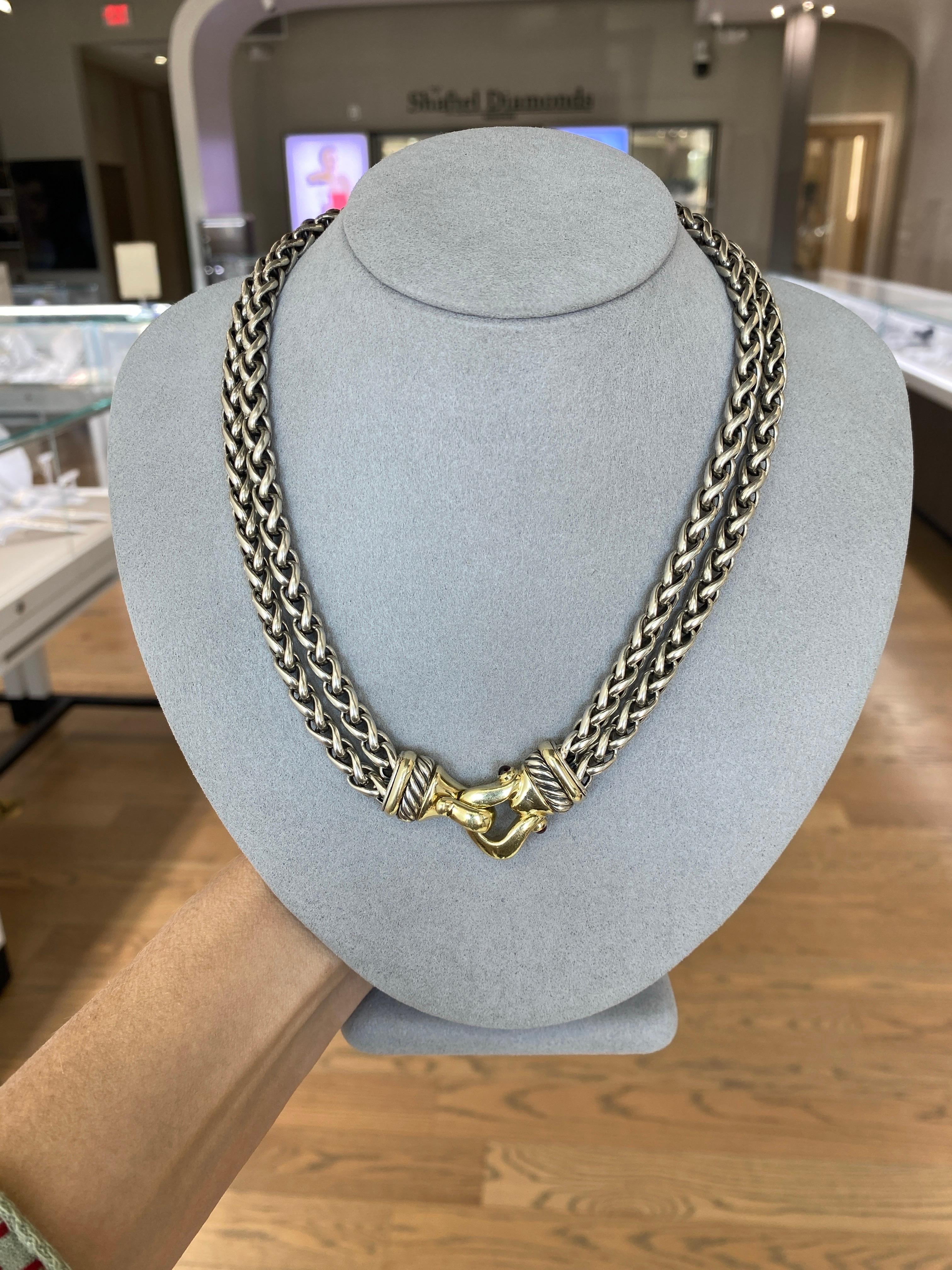 David Yurman Double Wheat Link Necklace with Buckle Clasp 3