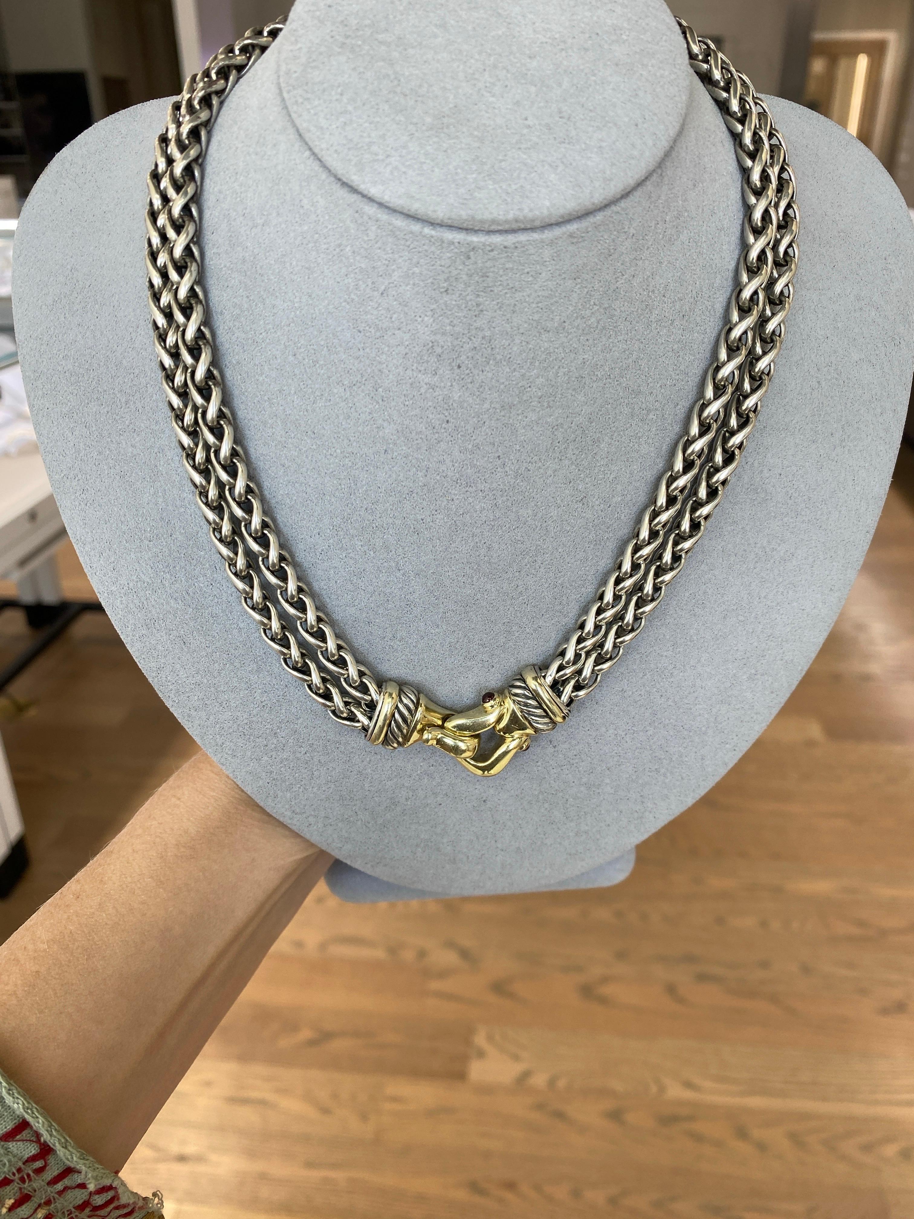 David Yurman Double Wheat Link Necklace with Buckle Clasp 4