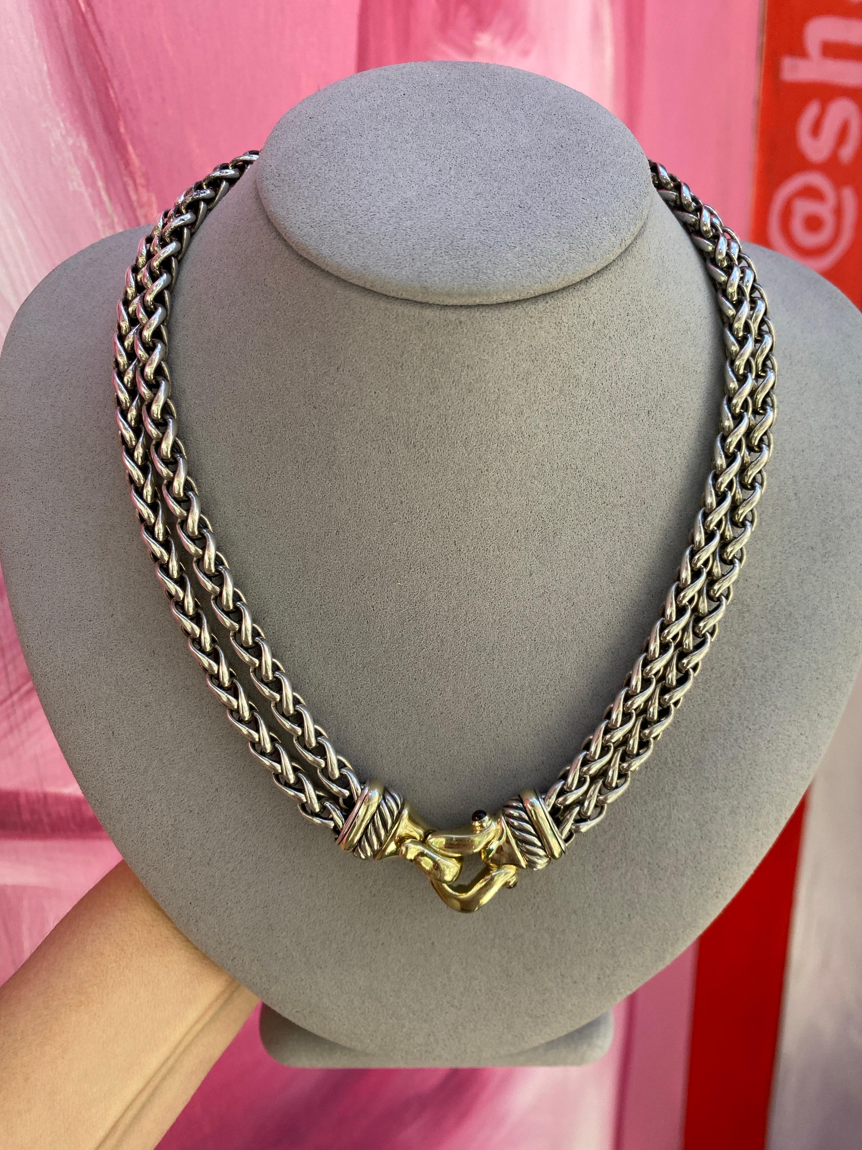 David Yurman Double Wheat Link Necklace with Buckle Clasp 5