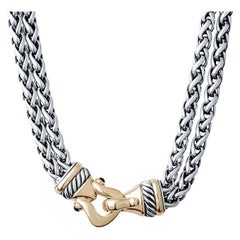 David Yurman Double Wheat Link Necklace with Buckle Clasp