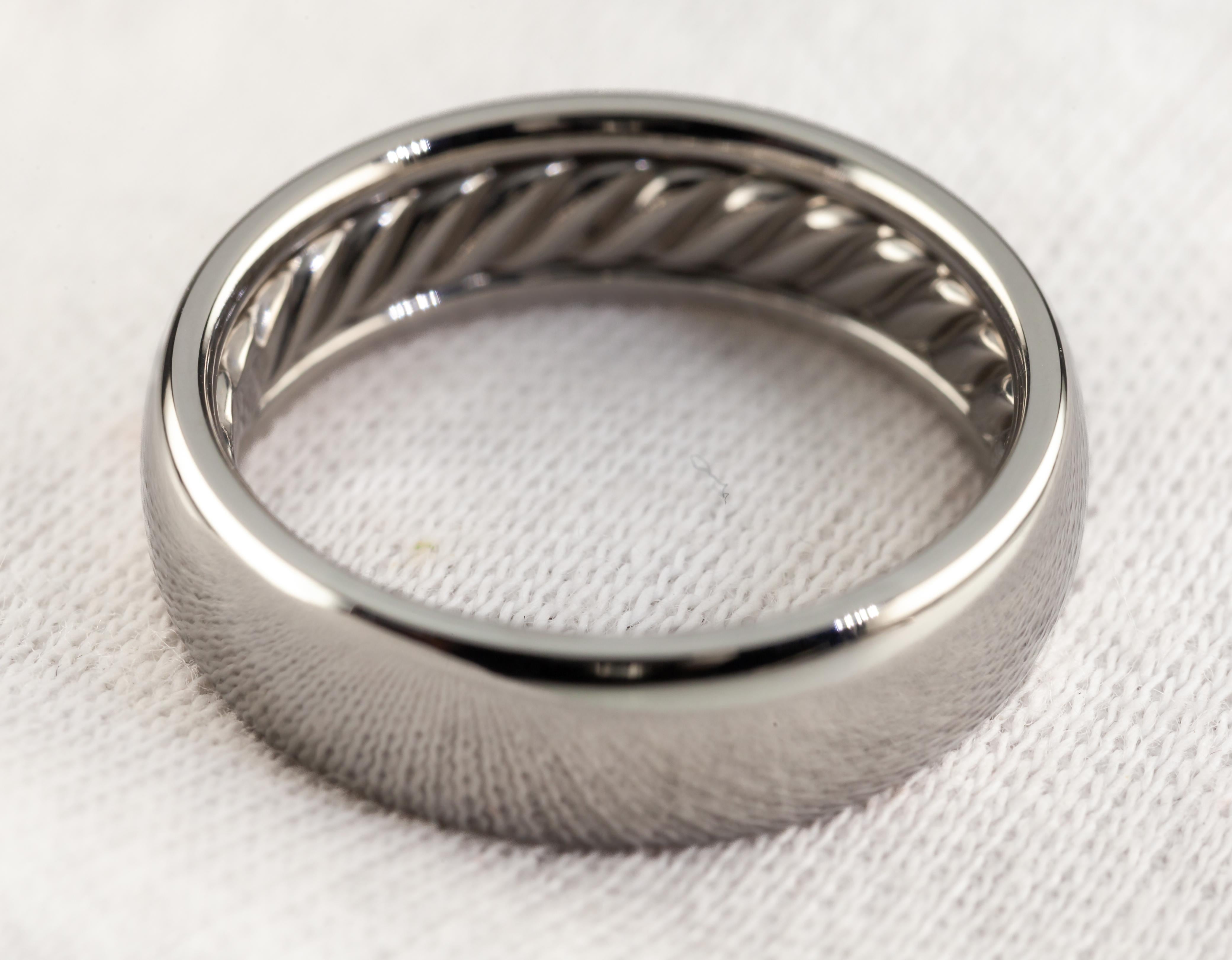 David Yurman DY Classic Platinum Band w/ Original Box Size 7.5 For Sale 2