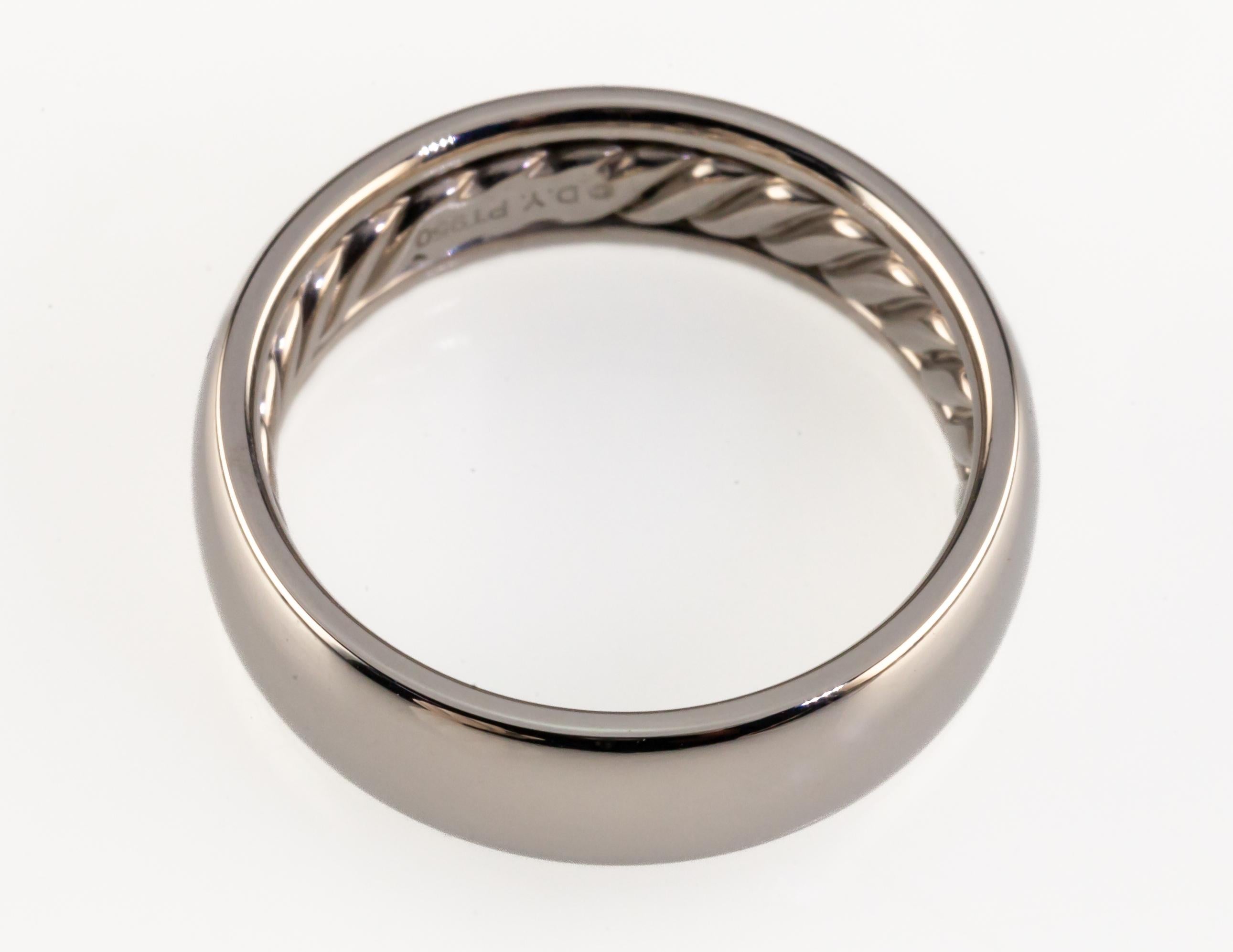David Yurman DY Classic Platinum Band w/ Original Box Size 7.5 For Sale 3