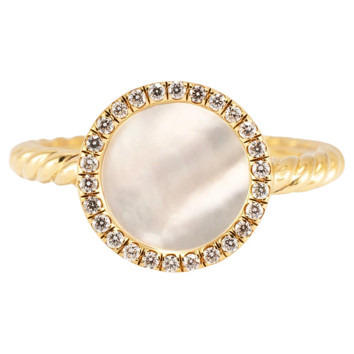 David Yurman Dy Elements 18K Gelbgold Diamant Perlmutt Cocktail Ring