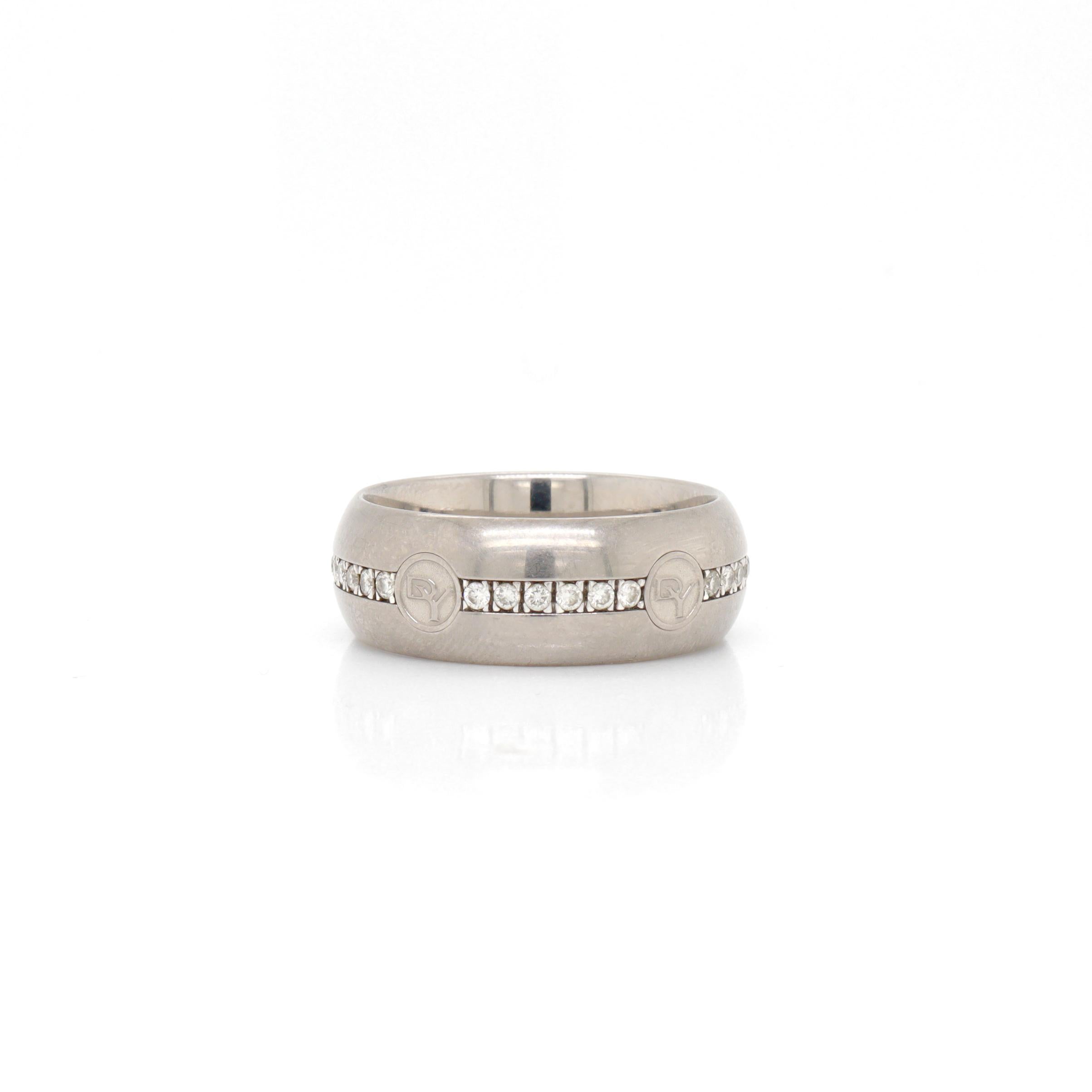 David Yurman Logo DY Anello a sigaro in titanio e argento 925 con diamanti in vendita 4