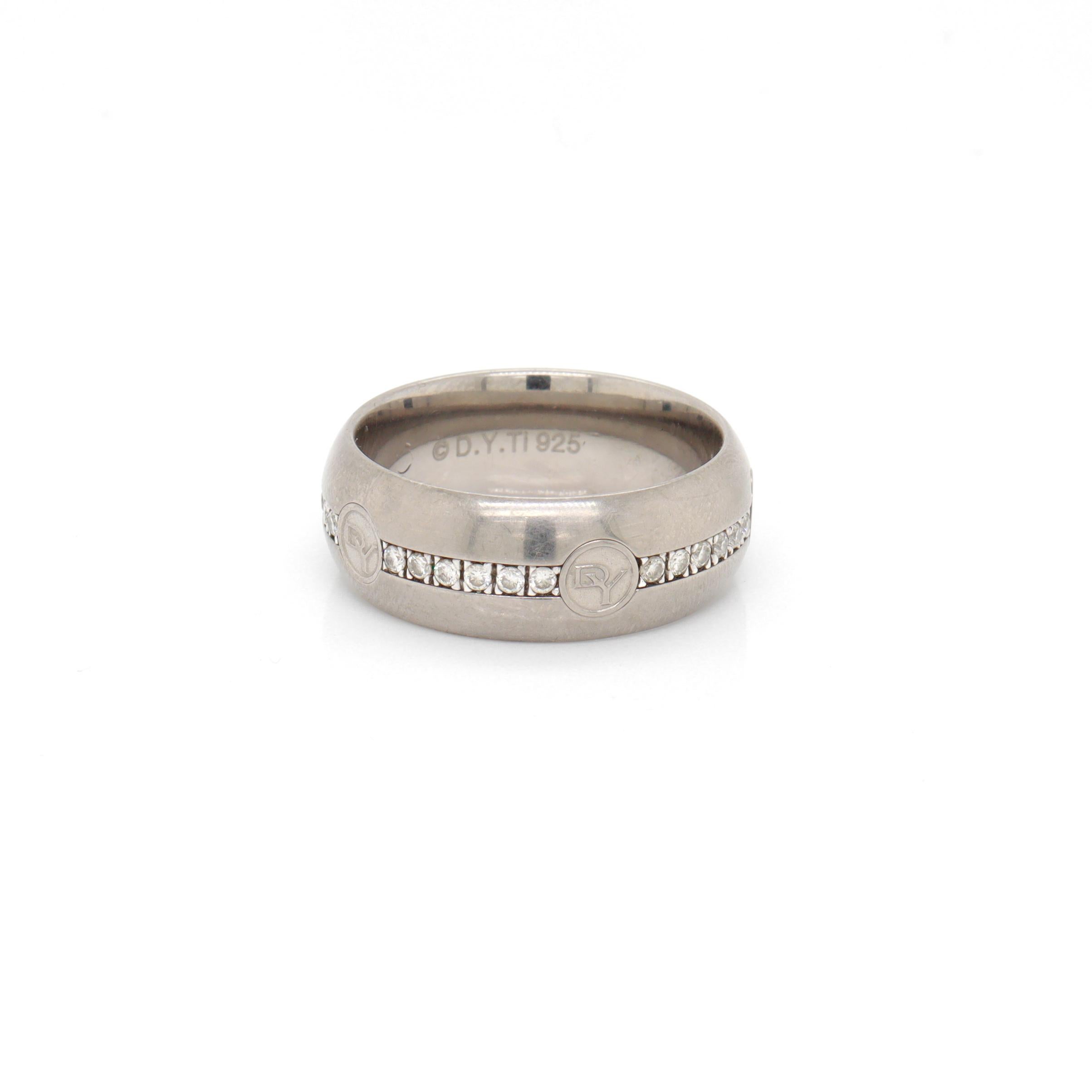David Yurman Logo DY Anello a sigaro in titanio e argento 925 con diamanti in vendita 5