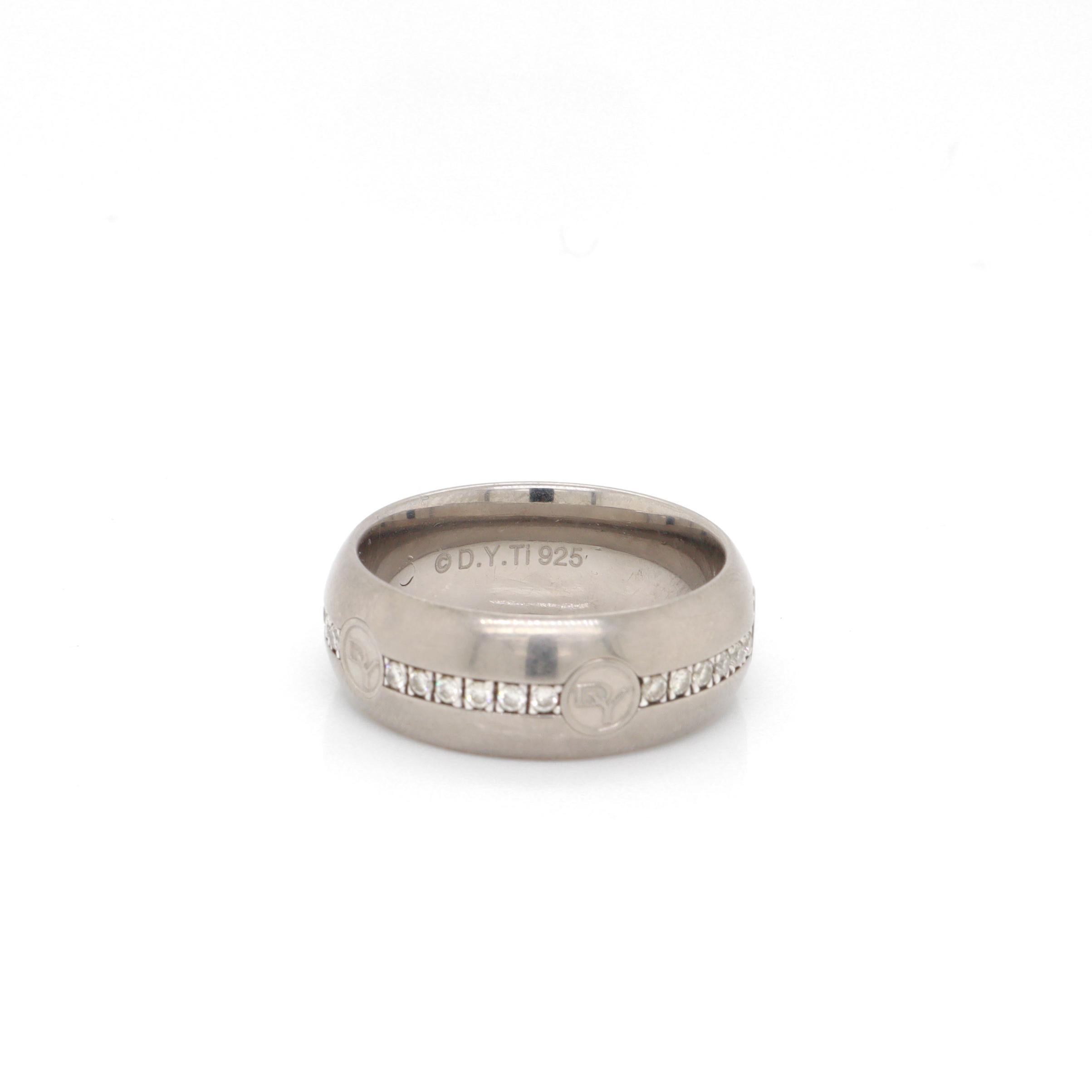 David Yurman Logo DY Anello a sigaro in titanio e argento 925 con diamanti in vendita 6