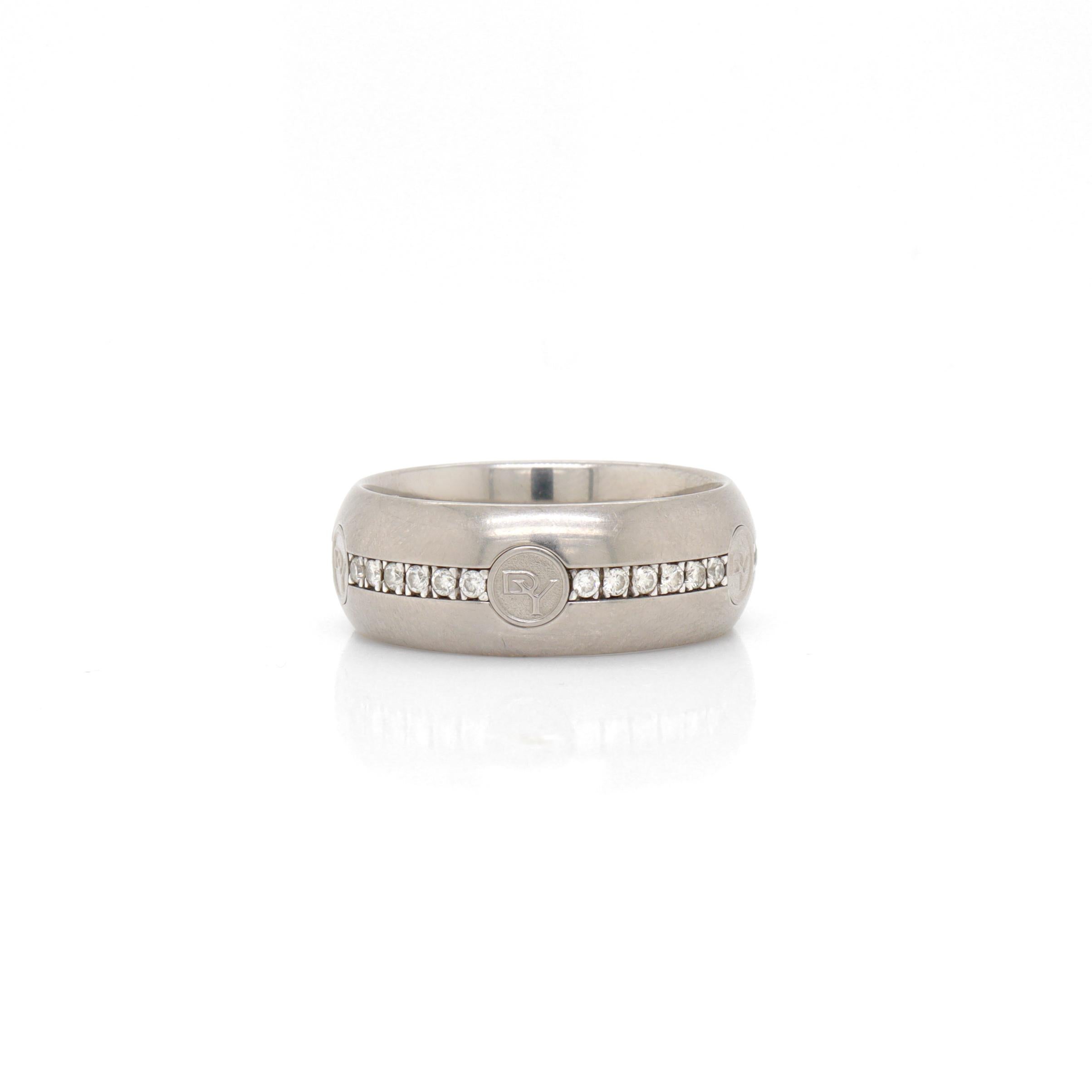 da uomo o donna David Yurman Logo DY Anello a sigaro in titanio e argento 925 con diamanti in vendita