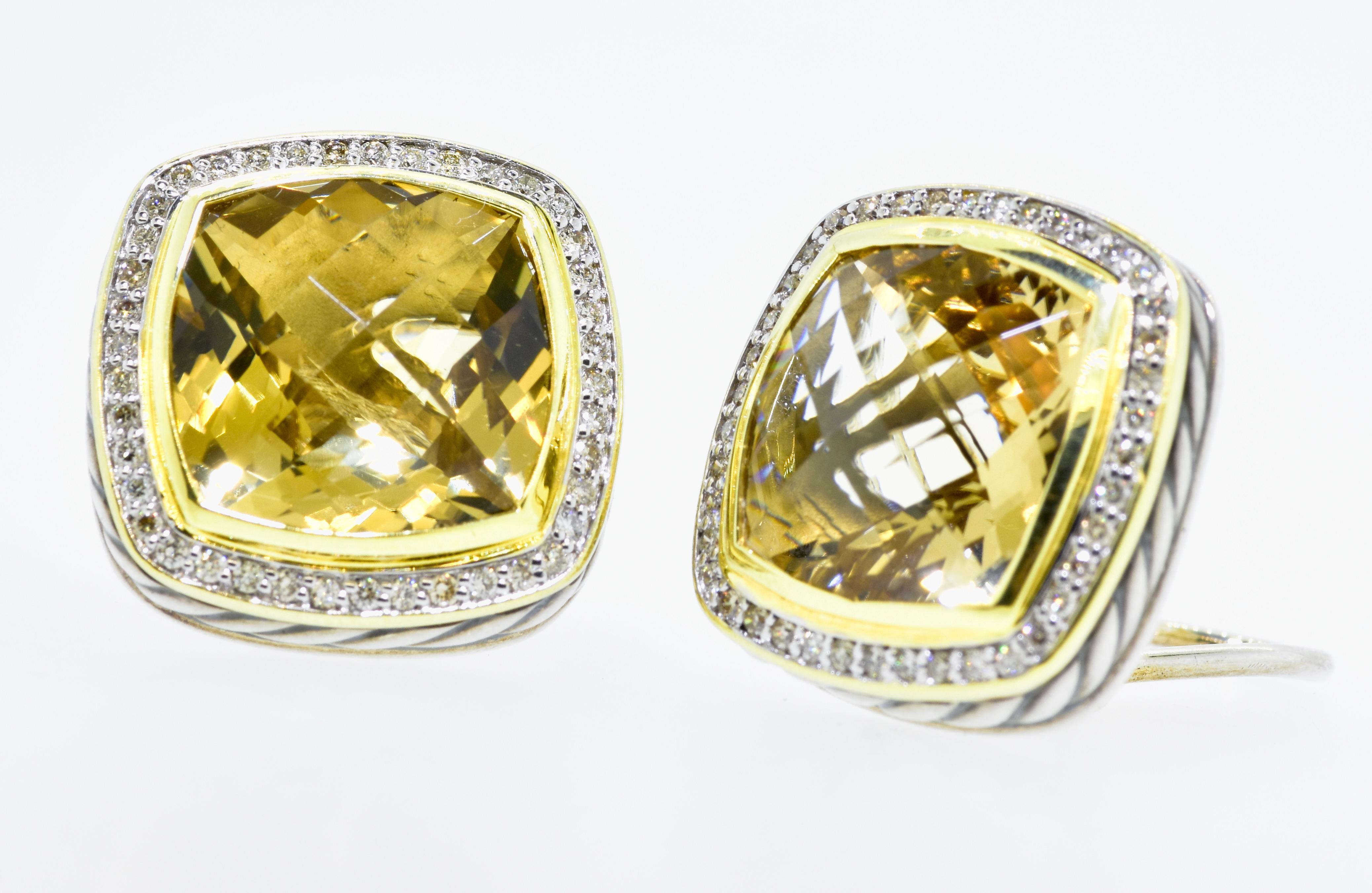 Contemporary David Yurman Earrings with Citrine and Diamonds