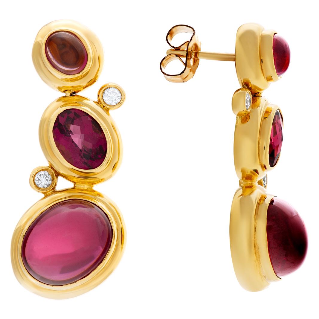 Modern David Yurman Earrings with Garnet and Diamonds