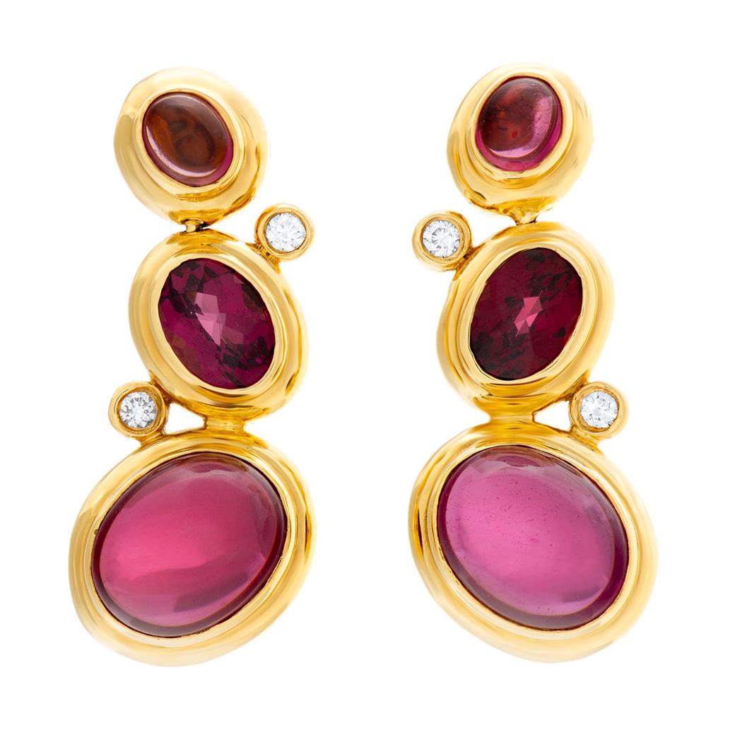 David Yurman Earrings with Garnet and Diamonds