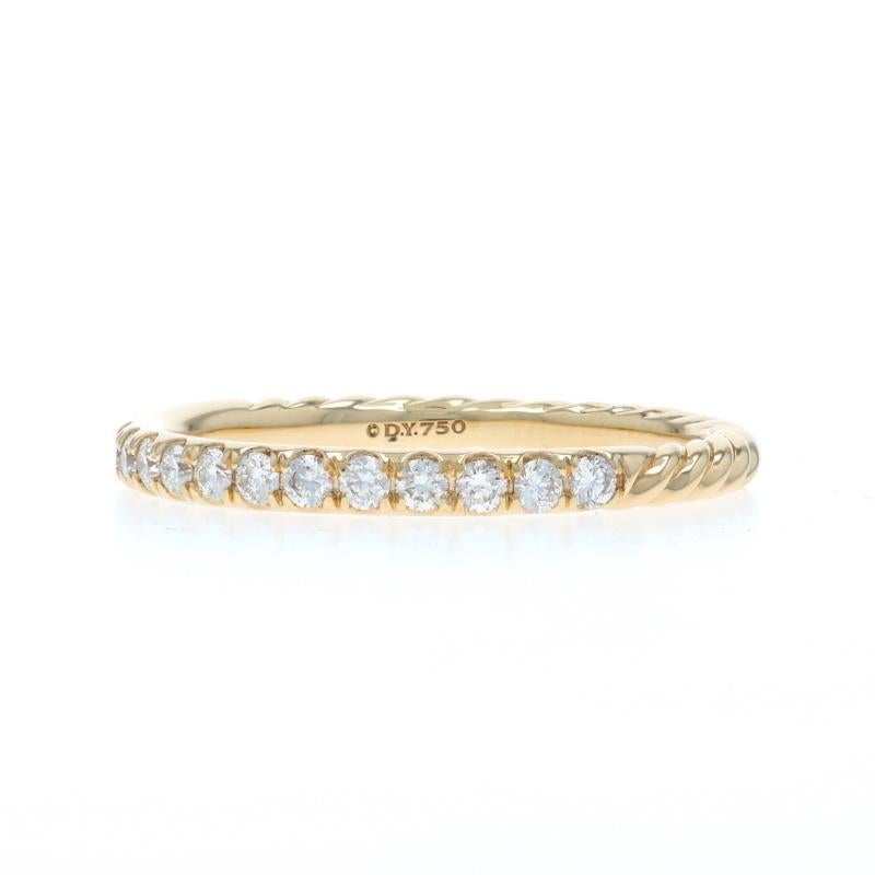 David Yurman Eden Partway Diamond Band -Yellow Gold 18k Rd .32ctw Ring Sz 7 1/4 In New Condition For Sale In Greensboro, NC