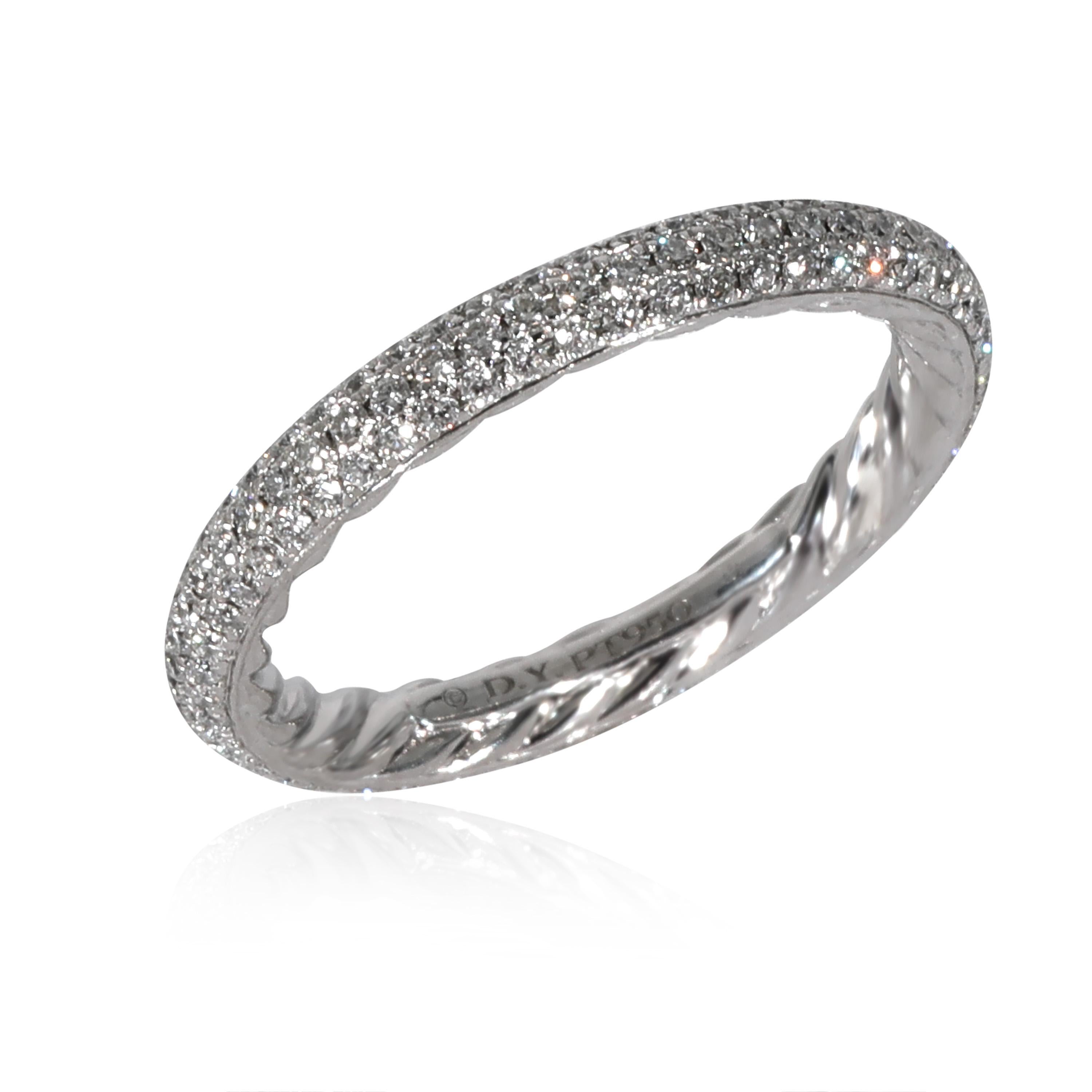 David Yurman Eden Pave Diamond Band in  Platinum 0.58 CTW In Excellent Condition In New York, NY