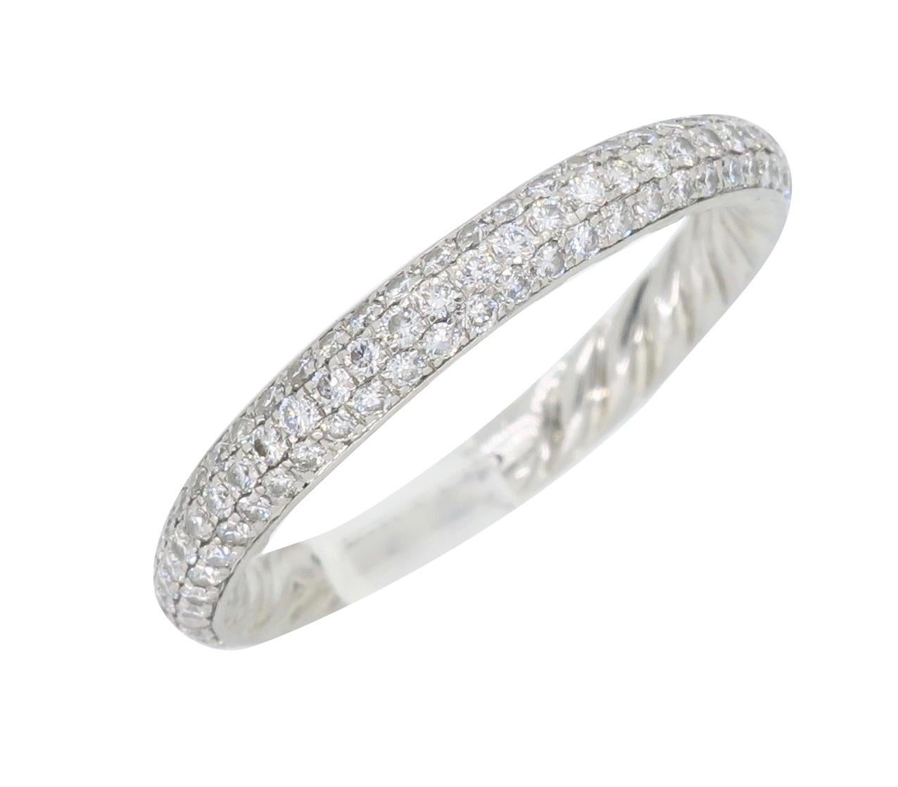David Yurman Eden Platinum Diamond Band In Excellent Condition In Webster, NY