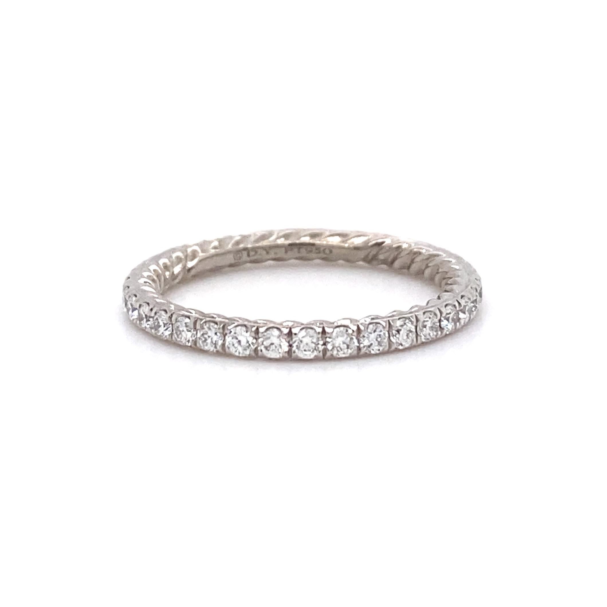 David Yurman Eden Single Row Diamond Full Pavé Eternity Band Ring in Platinum For Sale 4