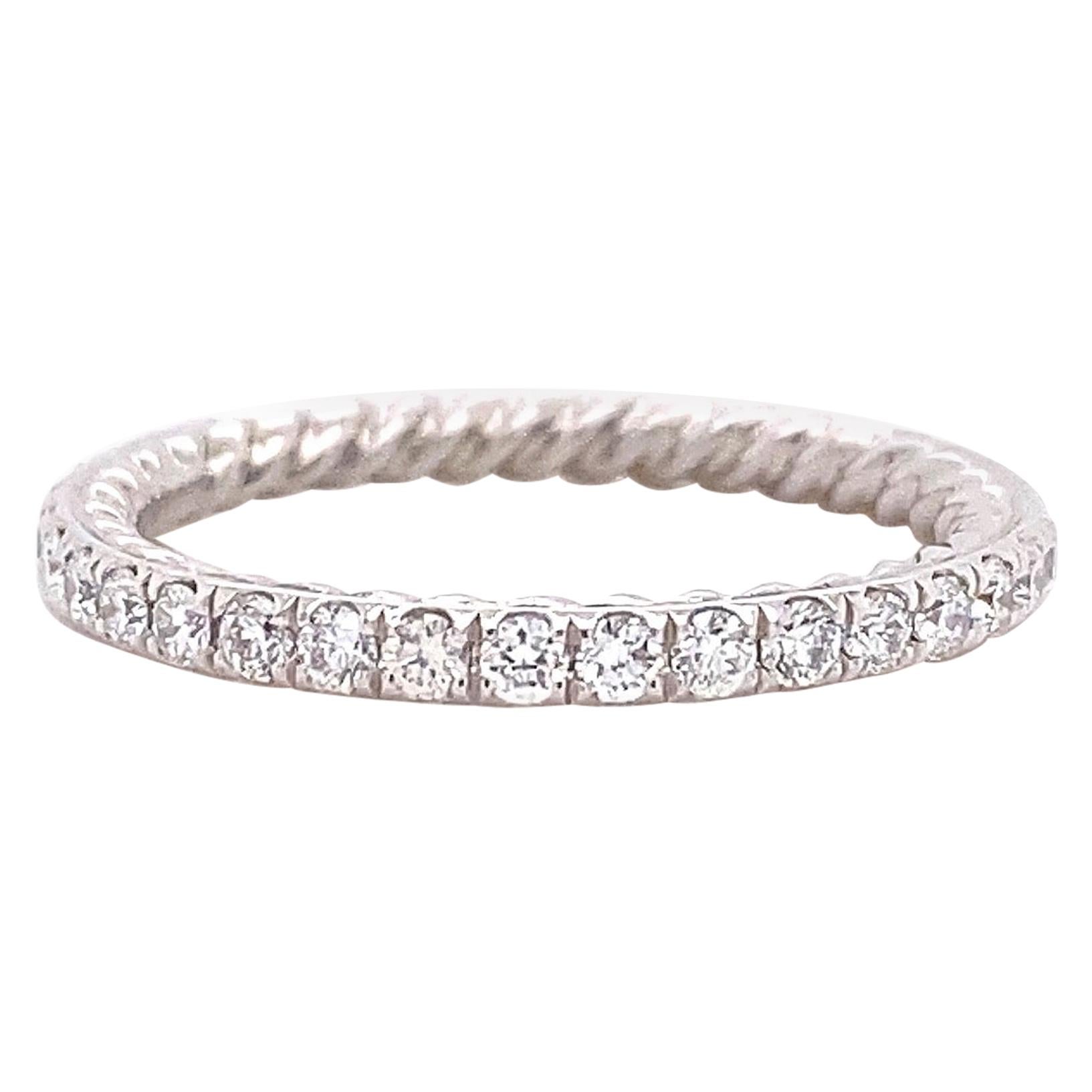 David Yurman Eden Single Row Diamond Full Pavé Eternity Band Ring in Platinum For Sale