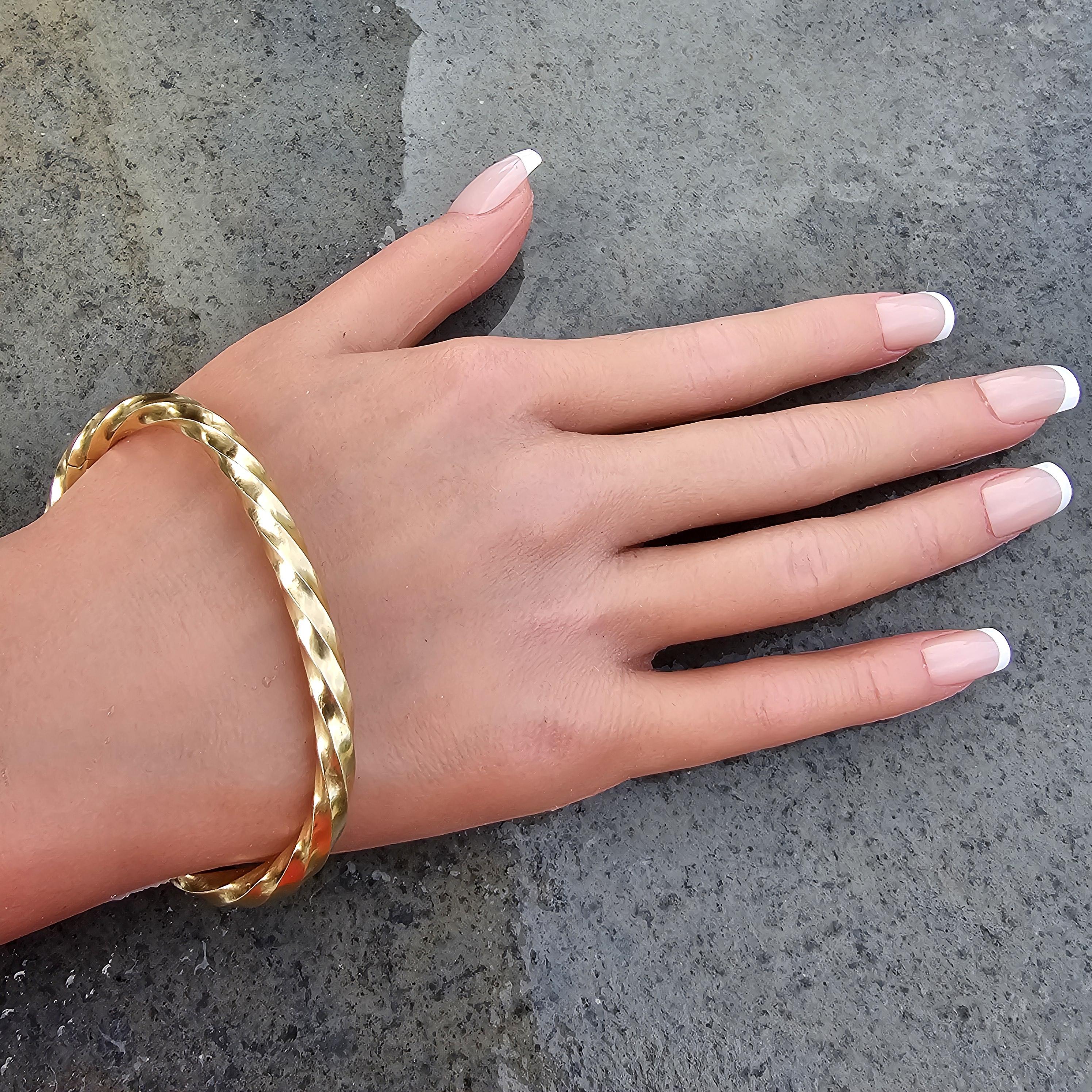 David Yurman Edge Cable Cuff Bracelet 18k Yellow Gold Large 33g 6200 For Sale 3