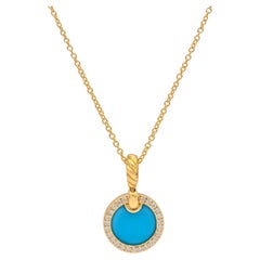 Collana con ciondolo David Yurman Elements in oro giallo 18 carati con turchese e diamanti
