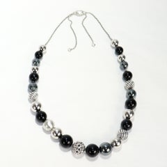 David Yurman Elements Verstellbare Silber, Onyx, & Hämatit Perlenkette