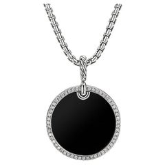 David Yurman Elements Disc Pendant with Black Onyx and Diamond Rim