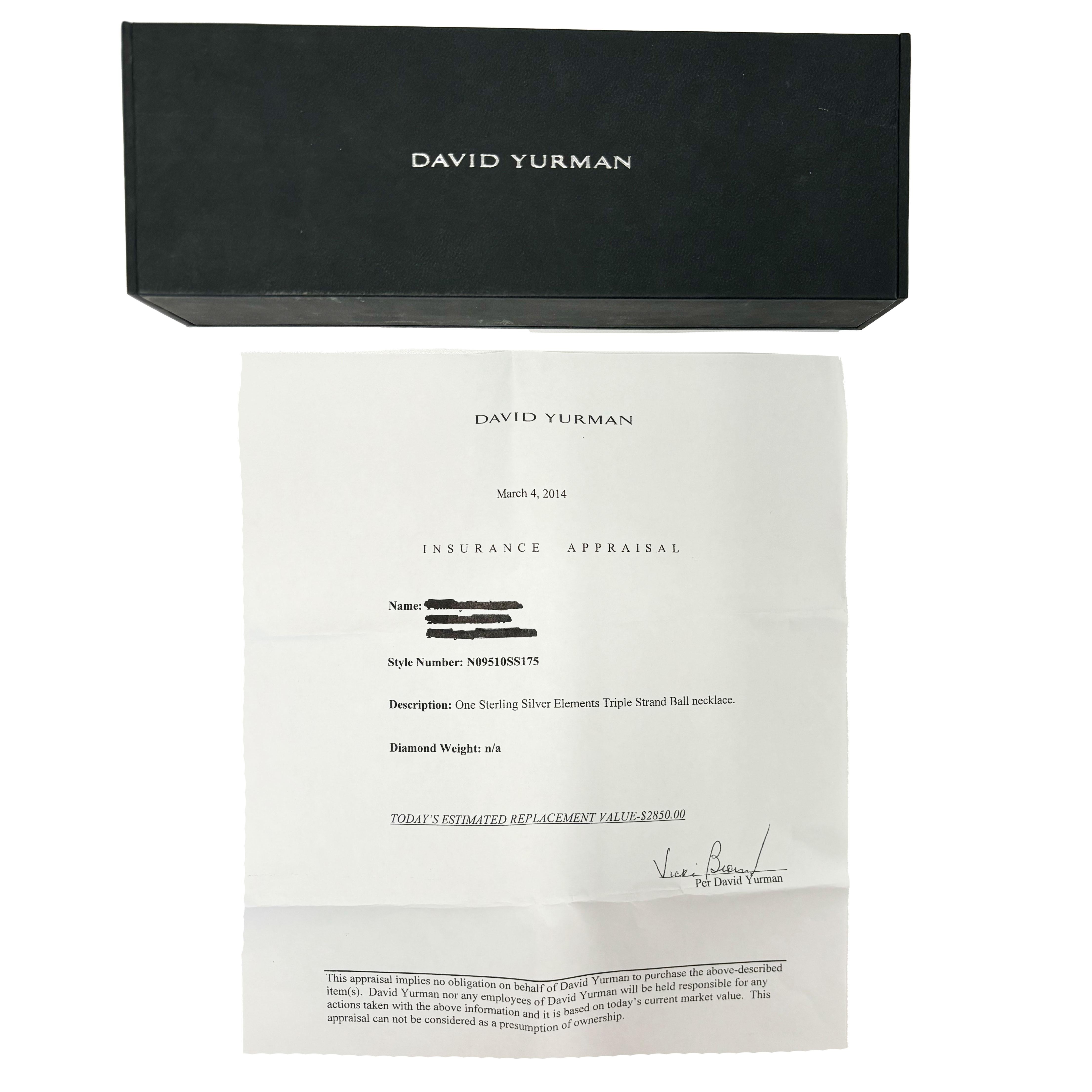 David Yurman Collana Elements in  A. Silver 1.4 CTW In condizioni ottime in vendita a New York, NY