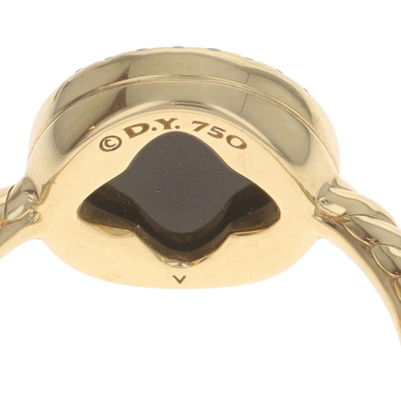 David Yurman Elements Petite Onyx Diamond Halo Ring - Yellow Gold 18k .11ctw For Sale 2