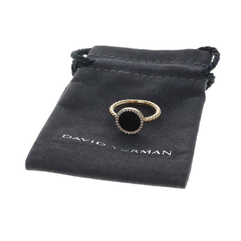 David Yurman Elements Petite Onyx Diamond Halo Ring - Yellow Gold 18k .11ctw For Sale 3