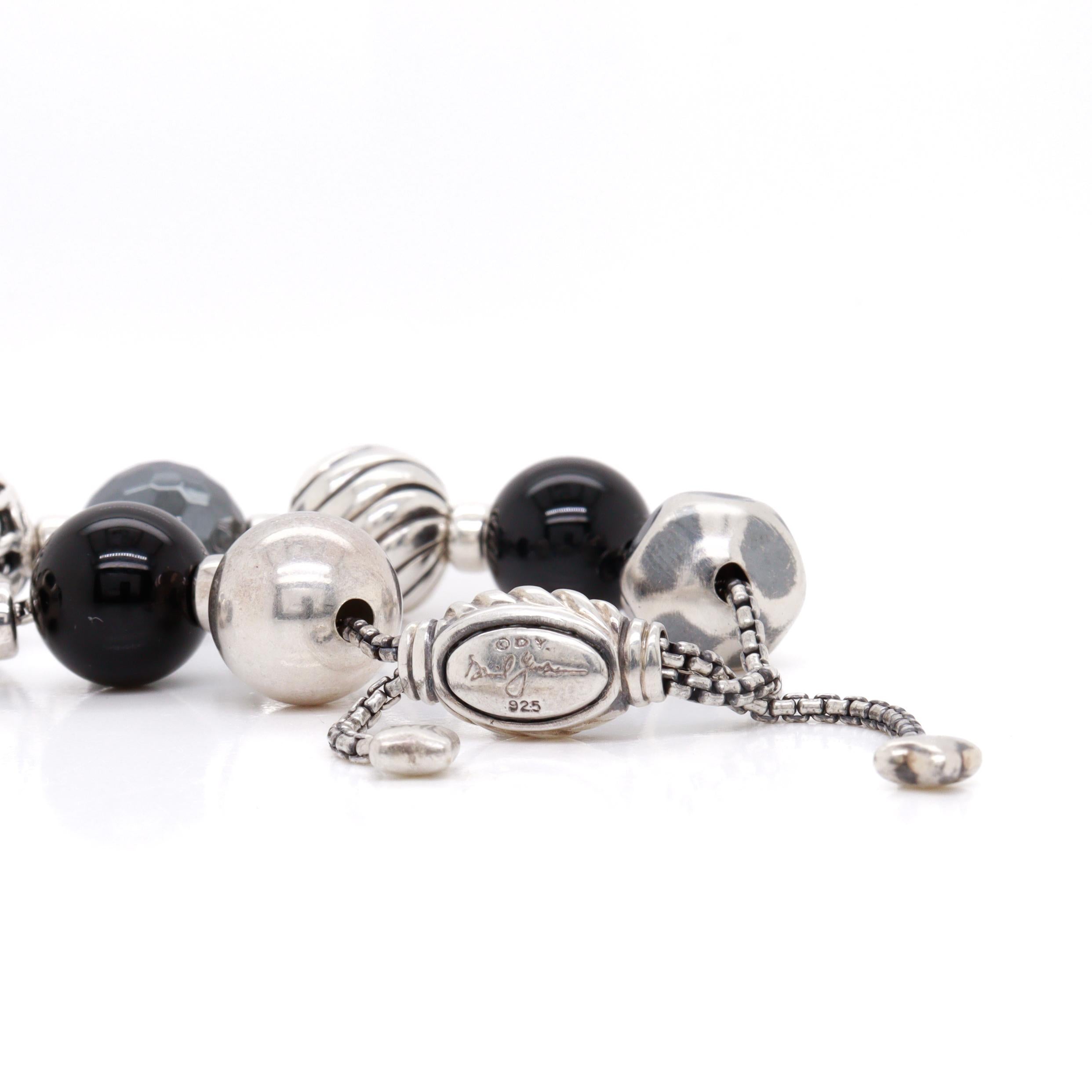 David Yurman Elements Bracelet réglable en perles d'argent, d'onyx et d'hématite en vente 2