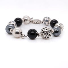 David Yurman Elements Bracelet réglable en perles d'argent, d'onyx et d'hématite