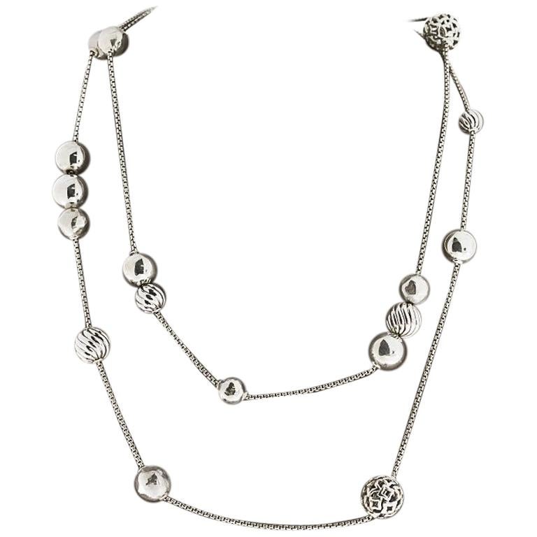 David Yurman Elements Sterling Silver Beads and Box Chain Necklace