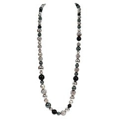 David Yurman Elements Halskette aus Sterlingsilber mit Onyx- und Hämatitperlen