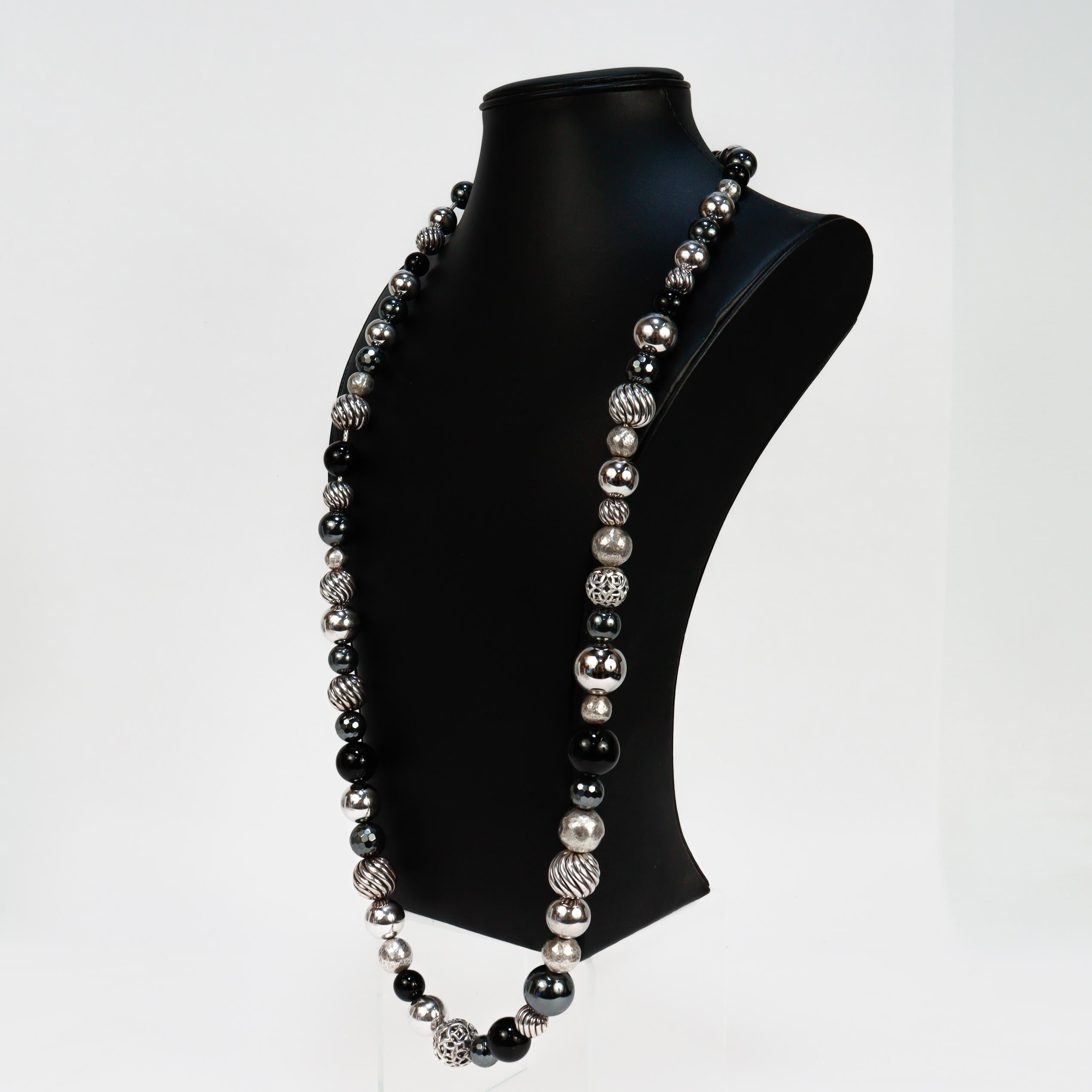 David Yurman Elements - Collana di perline in argento, onice ed ematite in vendita 4