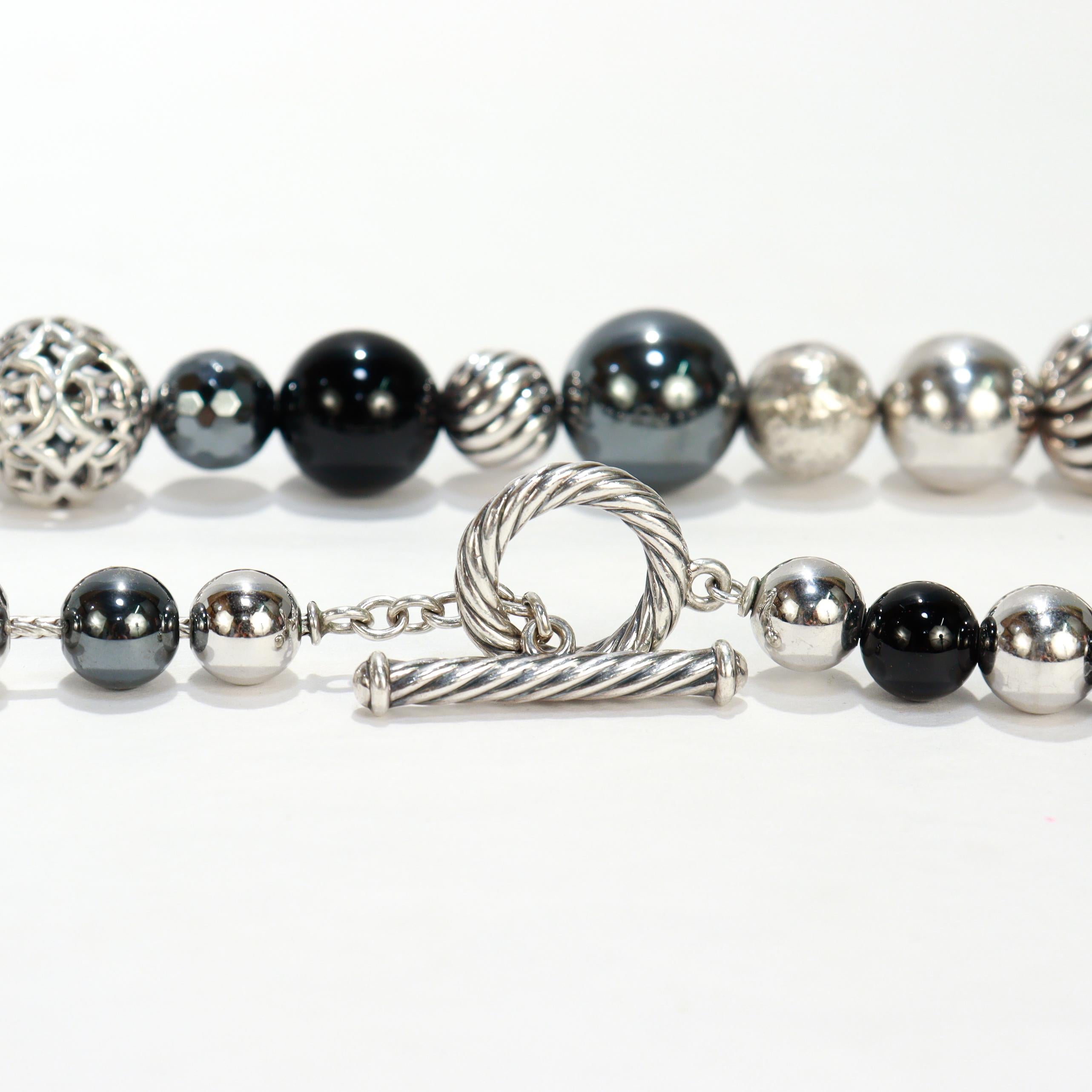 David Yurman Elements - Collana di perline in argento, onice ed ematite in vendita 5