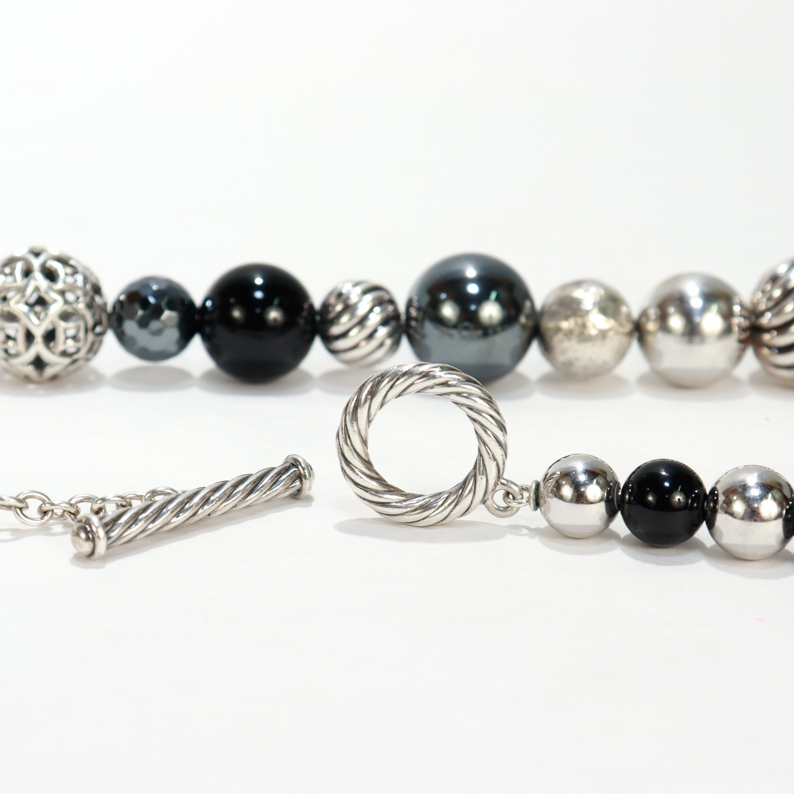 David Yurman Elements - Collana di perline in argento, onice ed ematite in vendita 6