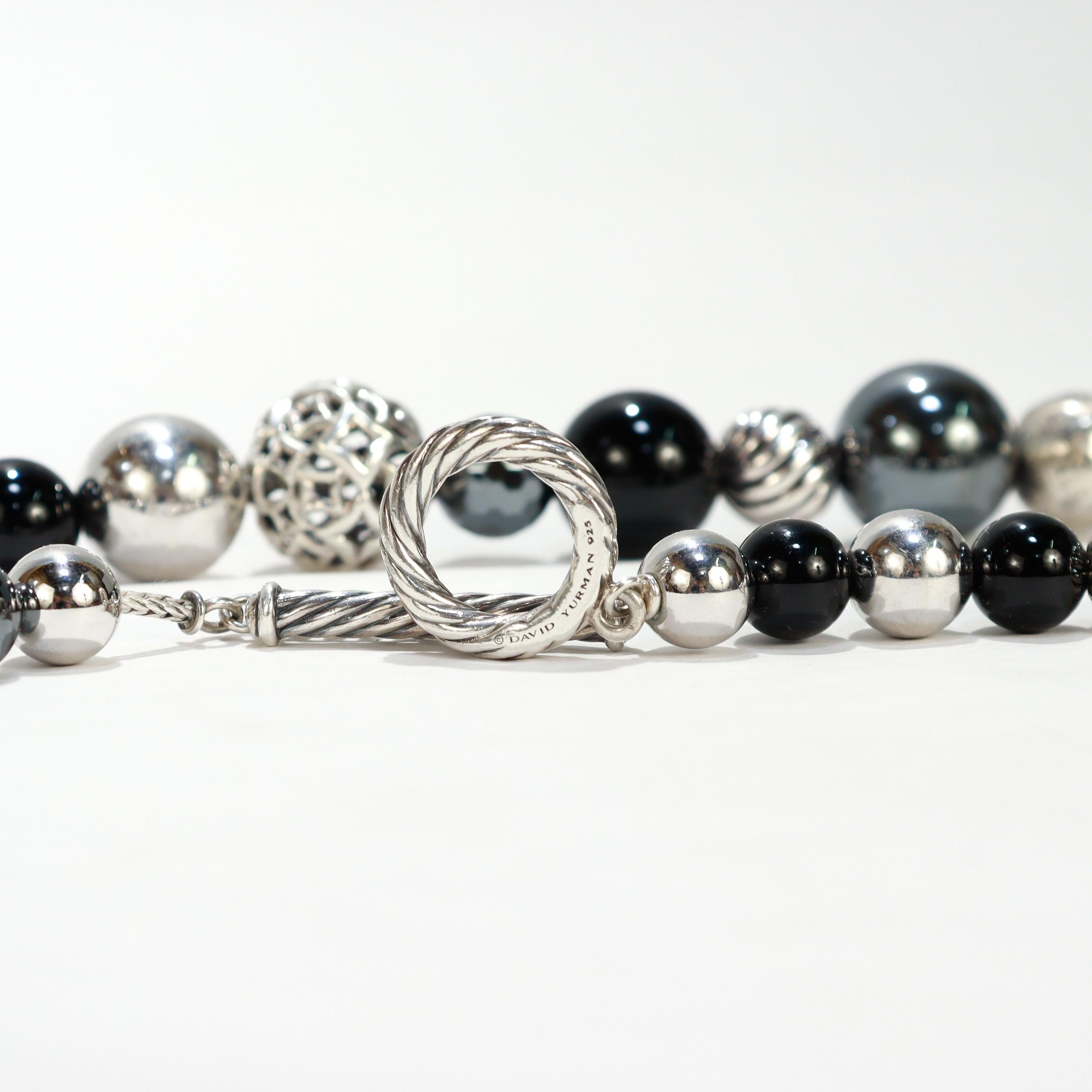 David Yurman Elements - Collana di perline in argento, onice ed ematite in vendita 7