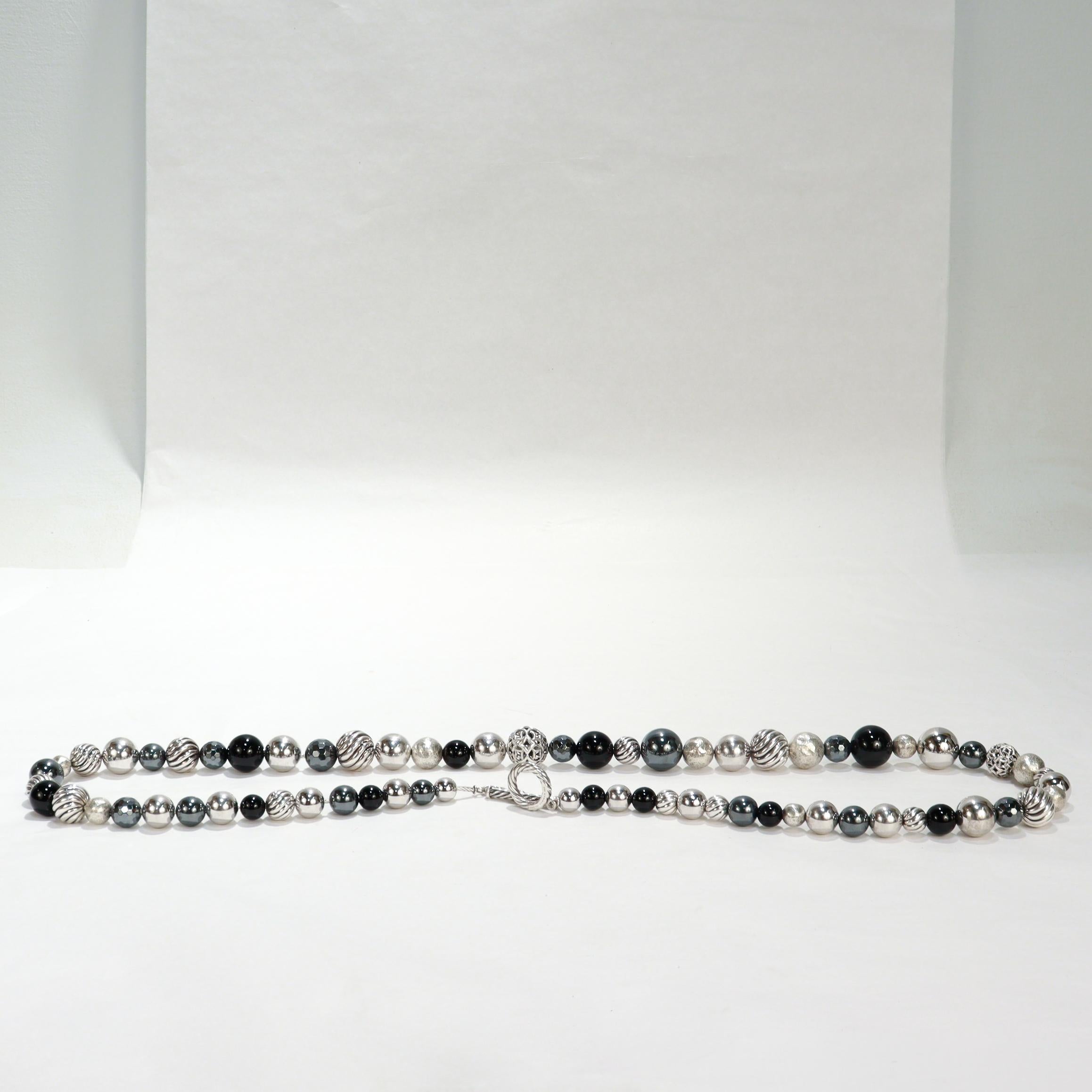 David Yurman Elements - Collana di perline in argento, onice ed ematite in vendita 8