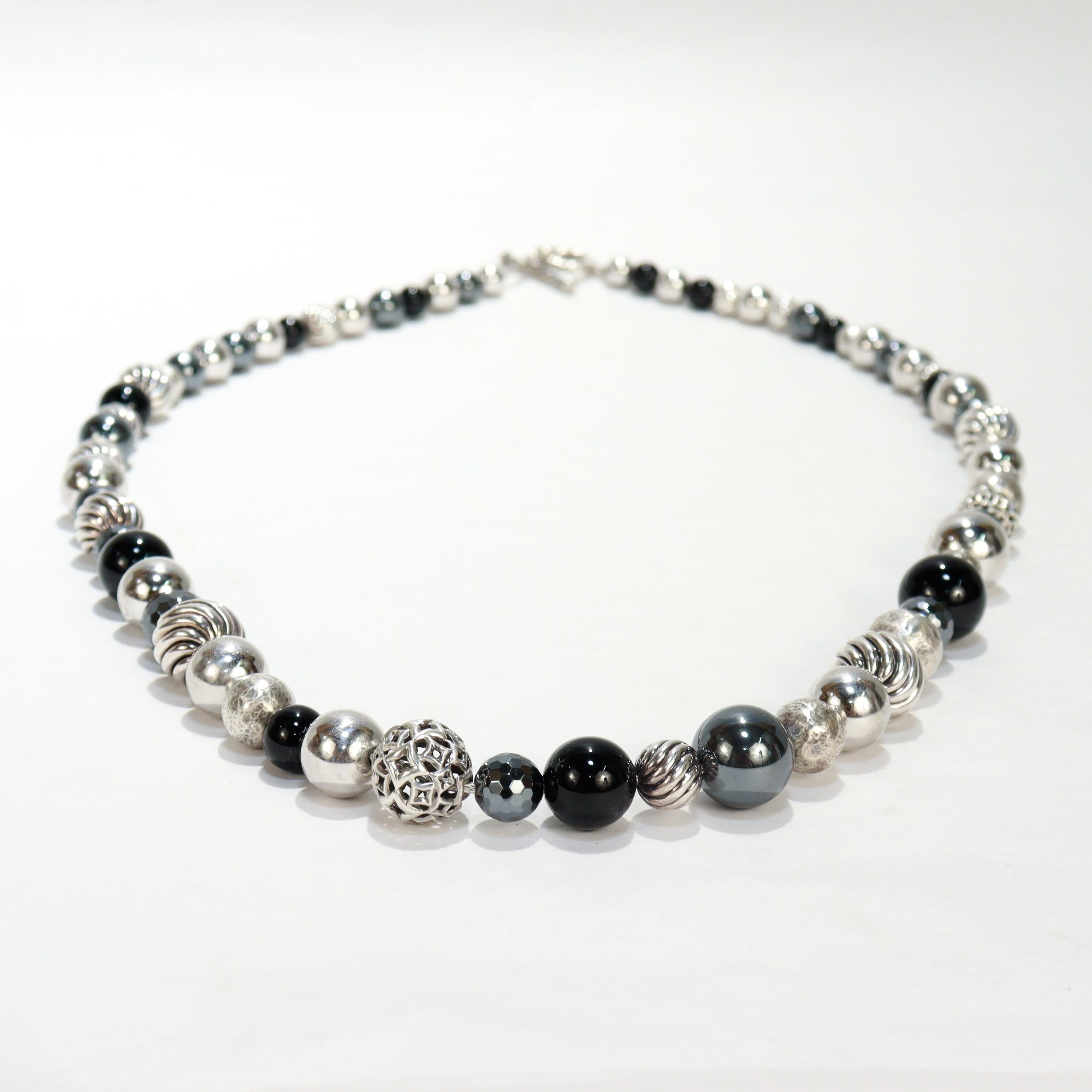 David Yurman Elements - Collana di perline in argento, onice ed ematite in vendita 9