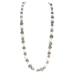David Yurman Elements – Halskette aus Sterlingsilber mit weißen Perlen in unterschiedlichen Größen