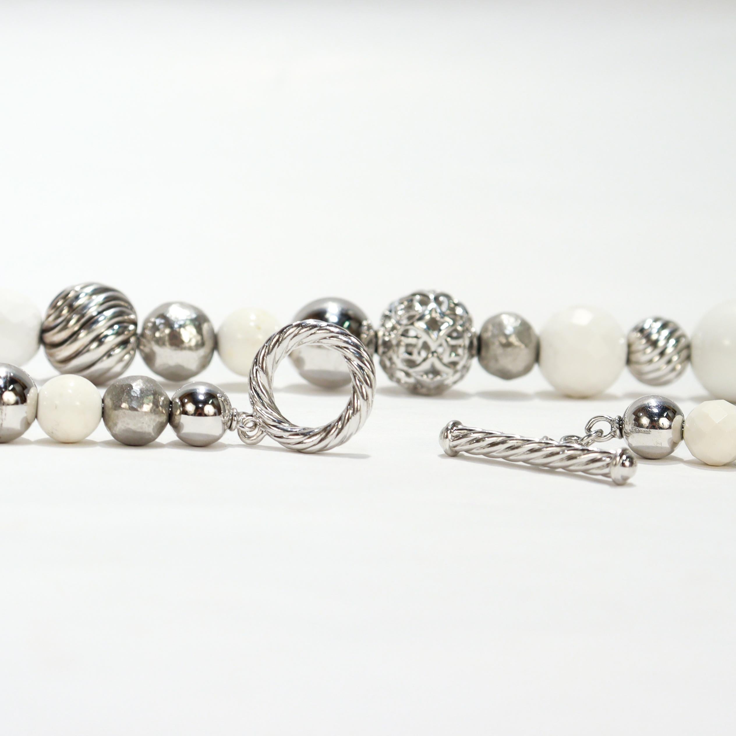 David Yurman Elements Sterling Silver & White Beaded Graduated Necklace (Collier gradué en argent sterling et en perles blanches) en vente 10