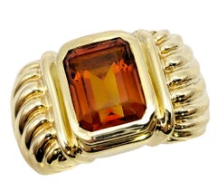 David Yurman Emerald Cut Citrine Albion Cocktail Ring in 14 Karat Yellow Gold