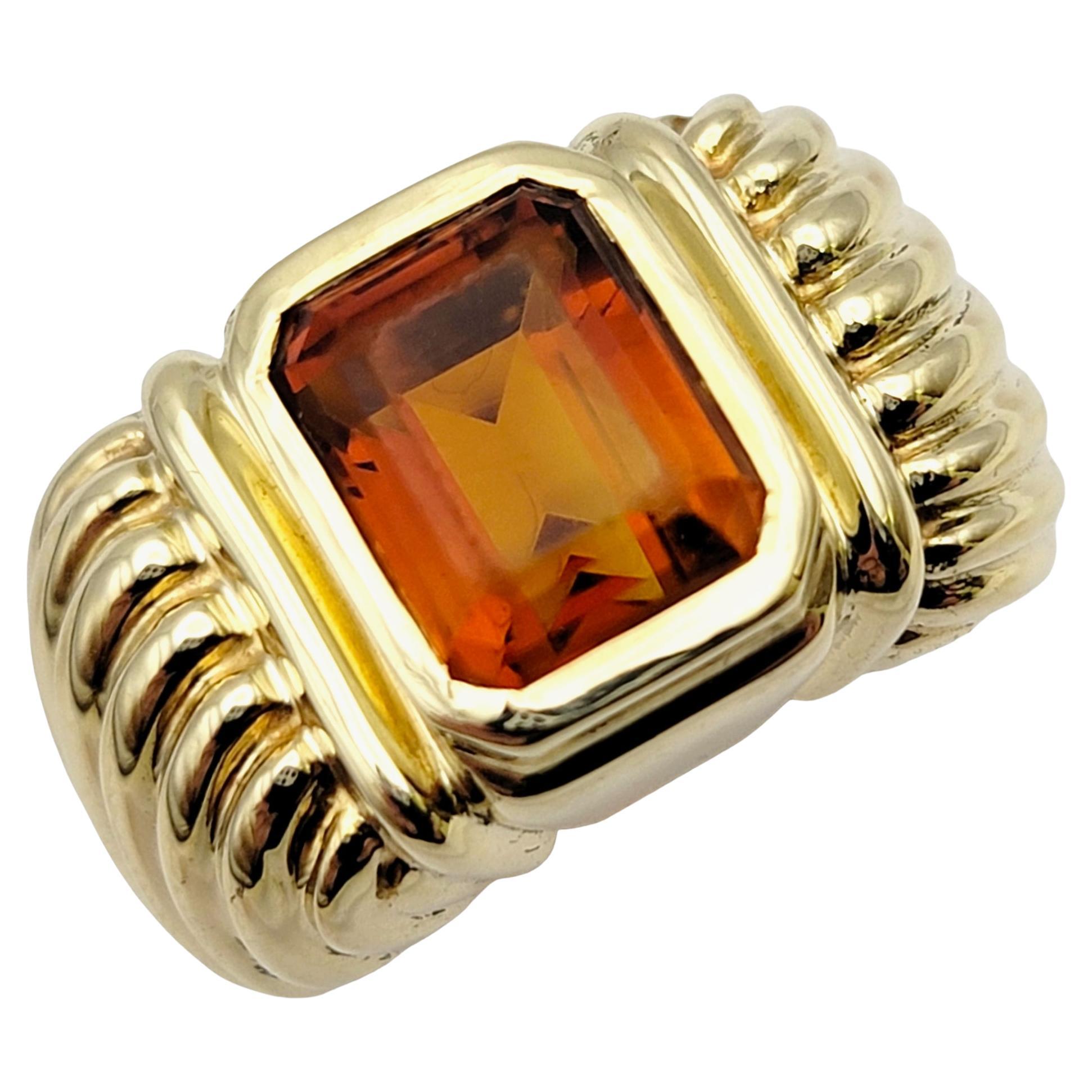 David Yurman: Albion-Cocktailring aus 14 Karat Gelbgold mit Citrin im Smaragdschliff (Zeitgenössisch)
