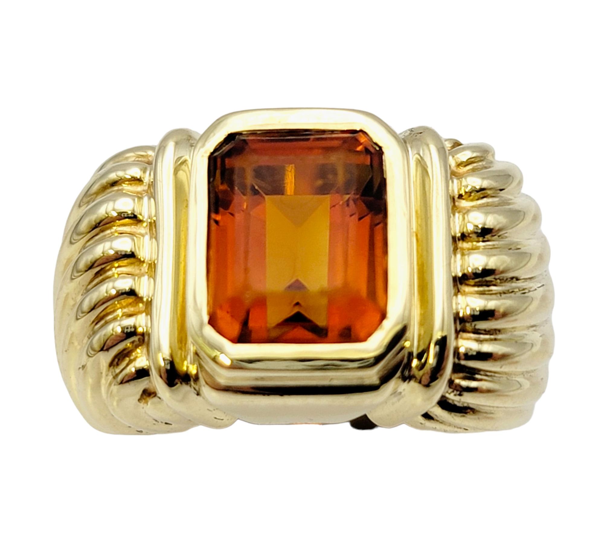 David Yurman: Albion-Cocktailring aus 14 Karat Gelbgold mit Citrin im Smaragdschliff im Zustand „Gut“ in Scottsdale, AZ