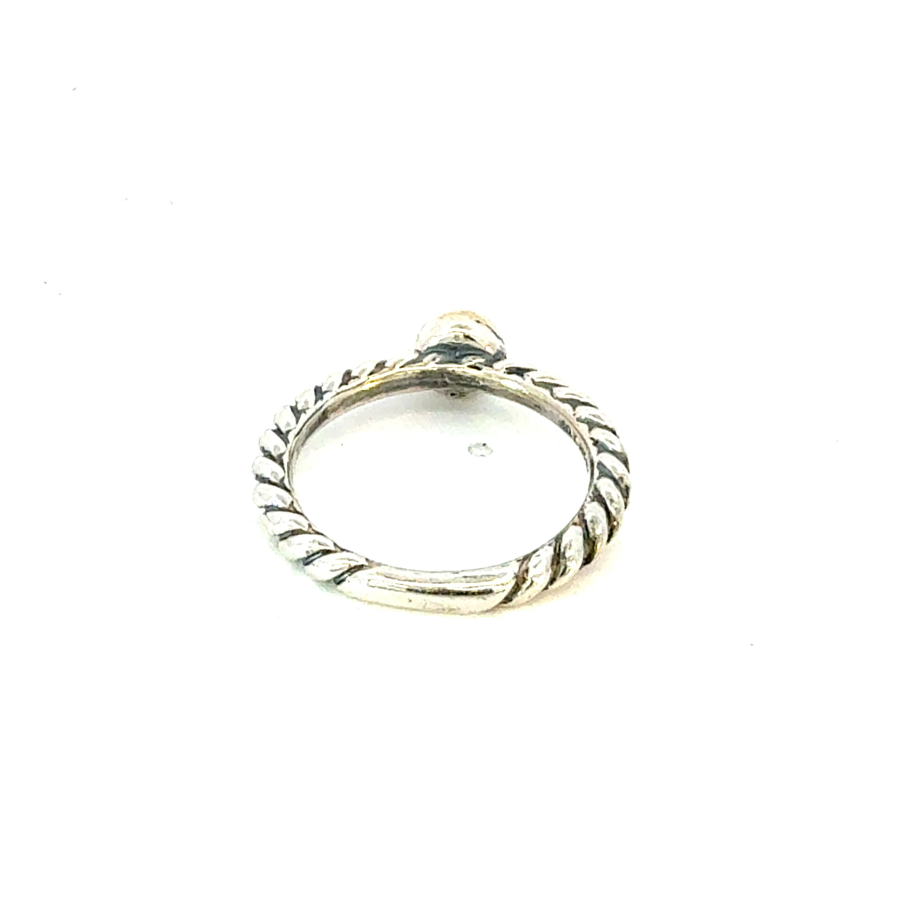 David Yurman Emerald Ring Size 7, 18k Gold & Sterling Silver Estate In Good Condition For Sale In Brooklyn, NY