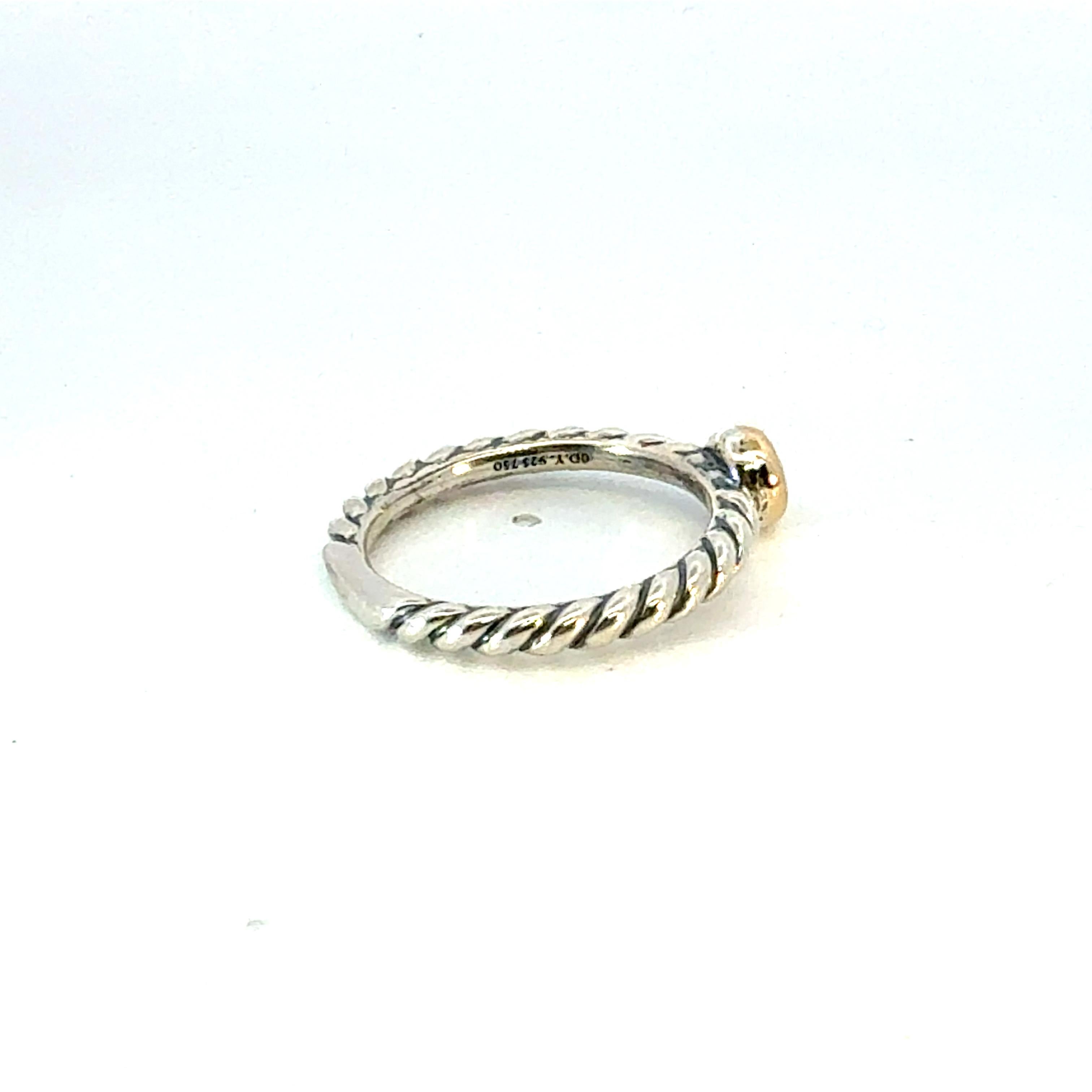Women's David Yurman Emerald Ring Size 7, 18k Gold & Sterling Silver Estate For Sale