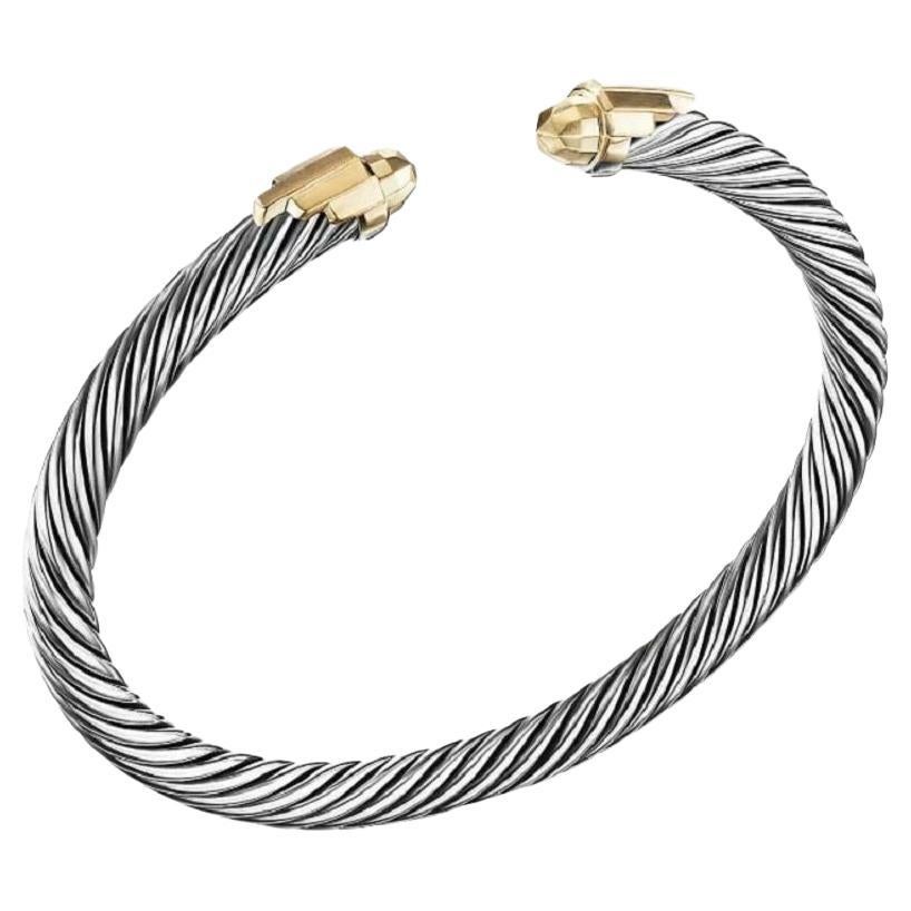 David Yurman Empire Cable Bracelet with 18K Yellow Gold Domes For Sale