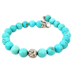 David Yurman Bracciale con perle di preghiera incise 8" 8 mm A. Silver Estate