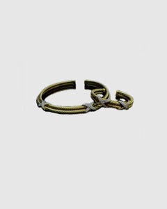 David Yurman Estate 14K Gold Diamond X Collection Cable Bracelet and Necklace