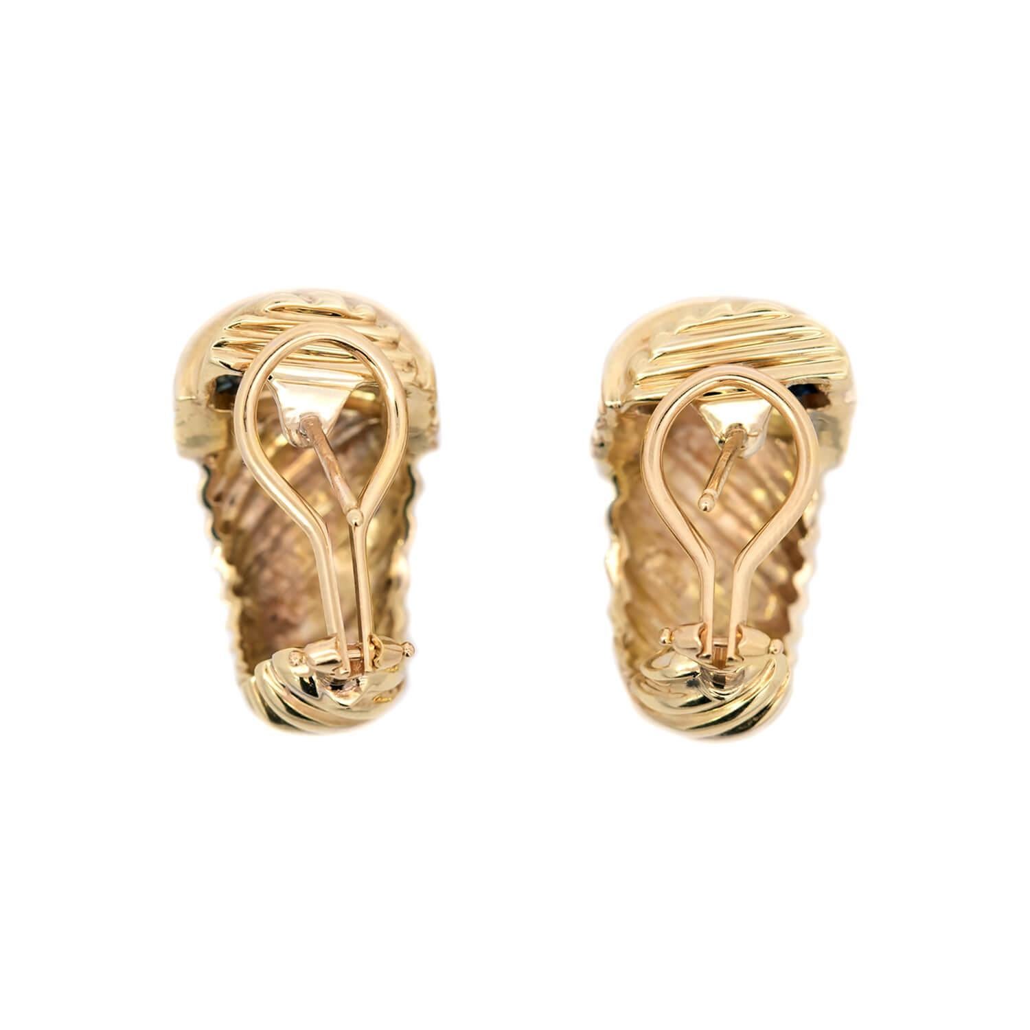 French Cut DAVID YURMAN Estate 14k Sapphire Earrings For Sale