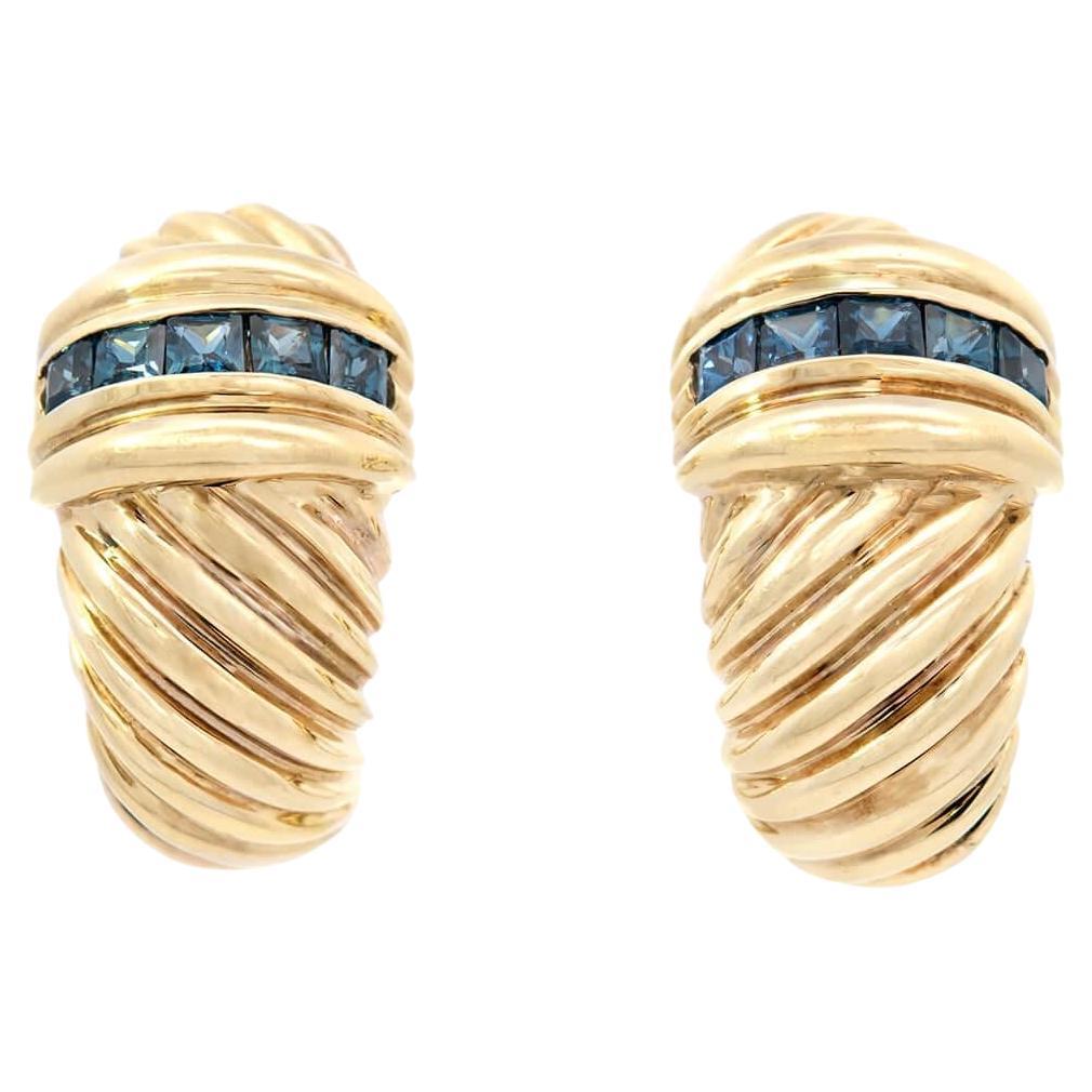 DAVID YURMAN Estate 14k Sapphire Earrings For Sale