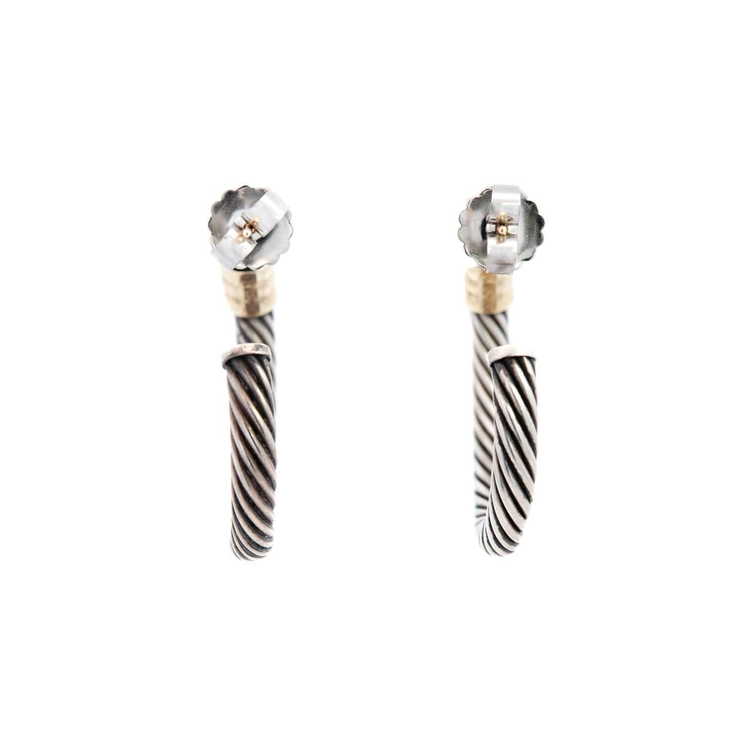 DAVID YURMAN Estate 14K/Sterling Silver Hoop Earrings im Zustand „Gut“ im Angebot in Narberth, PA