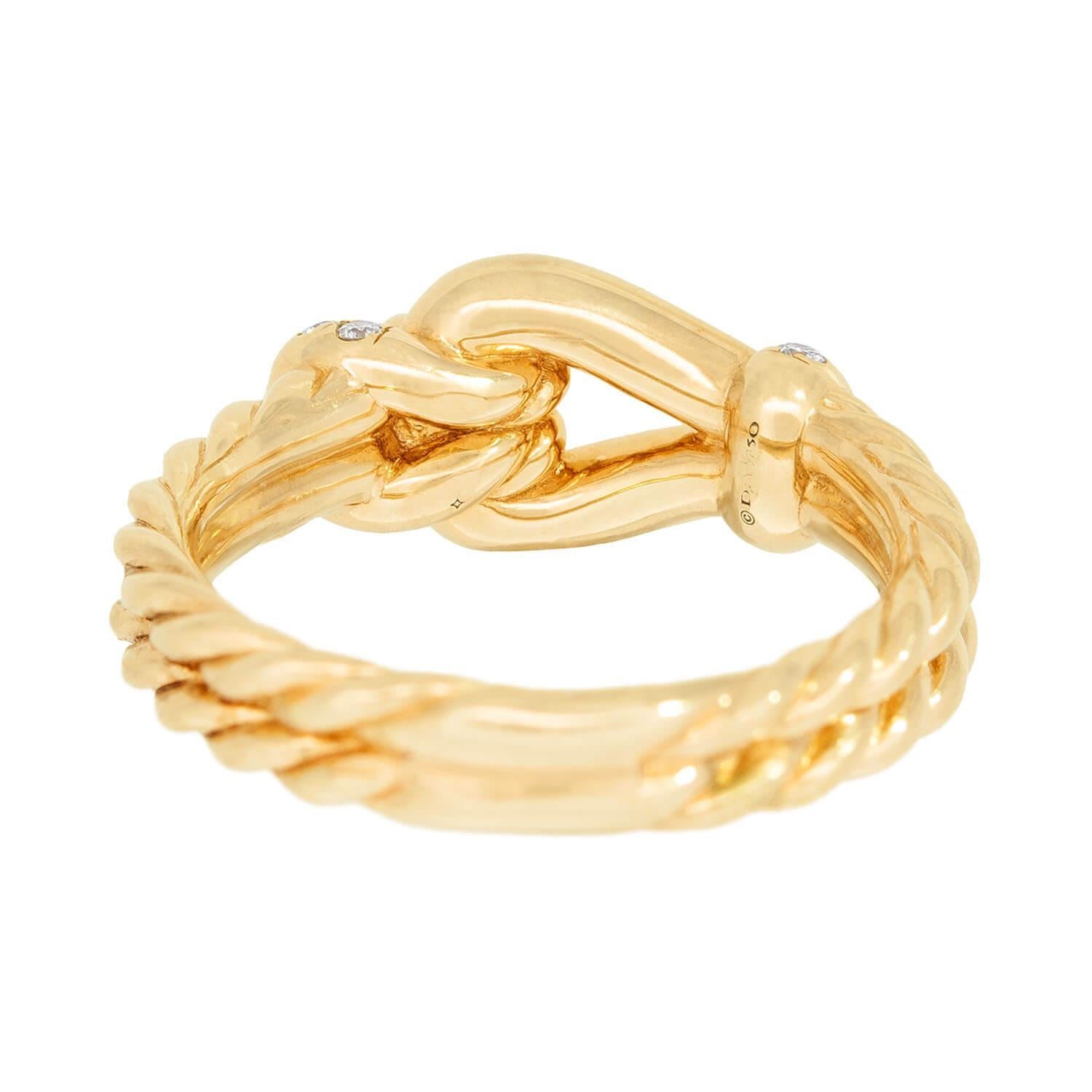 DAVID YURMAN Estate 18k Diamond Thoroughbred Loop Ring In Good Condition For Sale In Narberth, PA